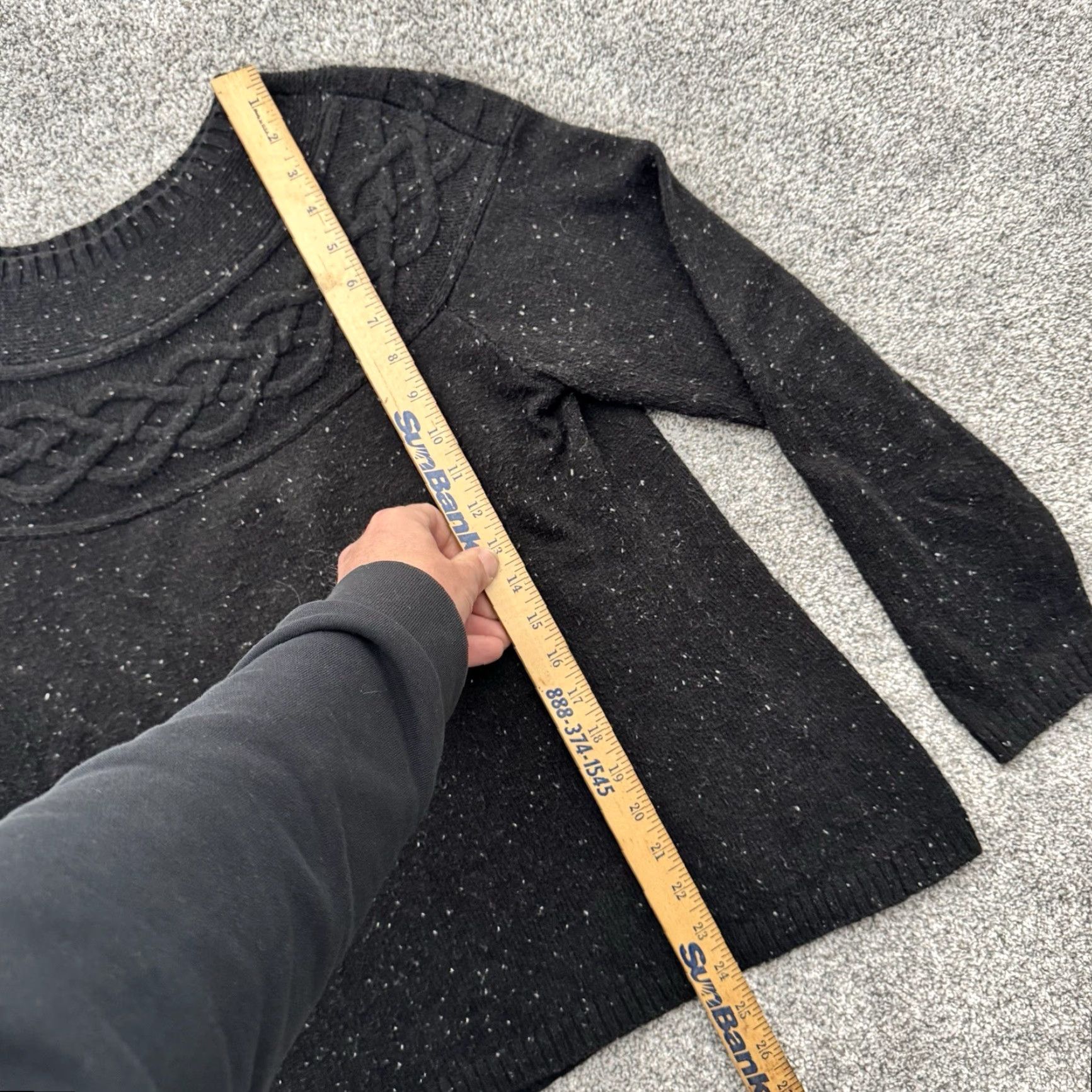 Talbots VINTAGE Talbots Sweater M Petite Black Cable-Knit Speckled Preppy Grandmacore Academia Womens Pullover Long Sleeve Size M / US 6-8 / IT 42-44 - 2 Thumbnail