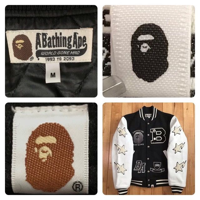 Bape Leather Sleeve BAPE STA LOGO varsity jacket a bathing ape Size US M / EU 48-50 / 2 - 8 Thumbnail