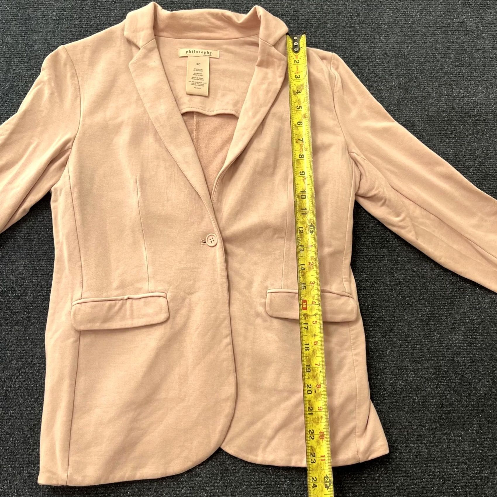 Vintage Philosophy Blazer Womens Small Pink Wood Rose Knit One Button Stretch Jacket Size S / US 4 / IT 40 - 5 Thumbnail