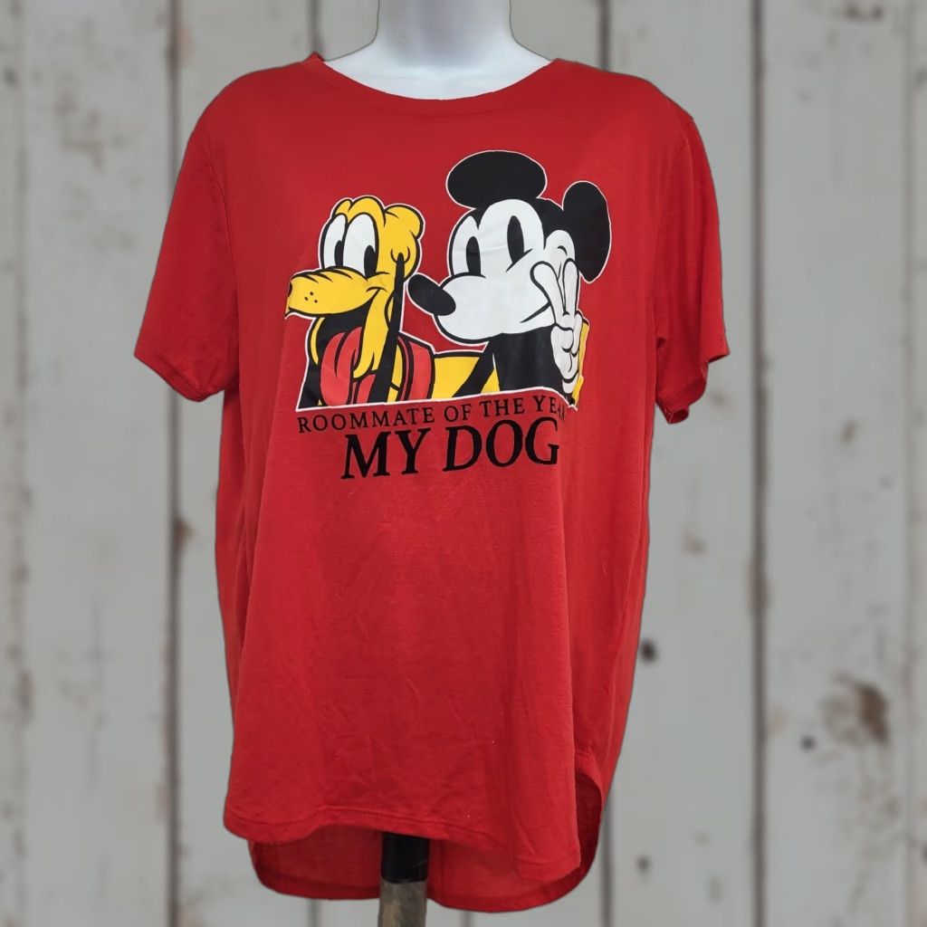 Disney Disney Mickey Mouse T-Shirt Red Women XL "Roommate of the Year My Dog" Shirt Size XL / US 12-14 / IT 48-50 - 1 Thumbnail