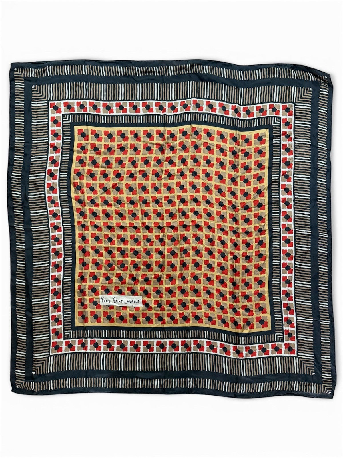 Yves Saint Laurent Vintage 80s Yves Saint Lauren Geometric Print Silk Scarf Size ONE SIZE - 1 Thumbnail