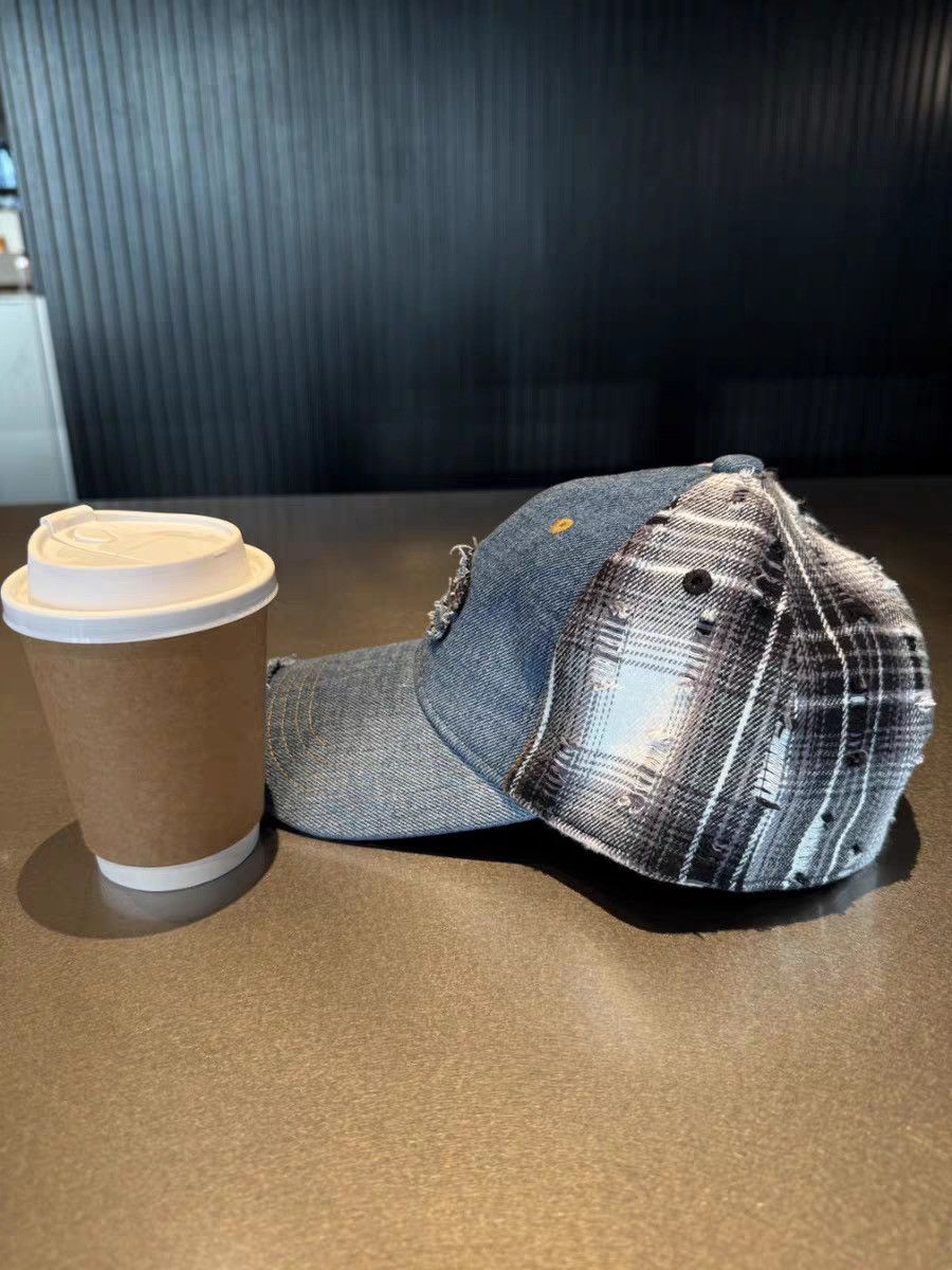 Other Distressed Plaid Denim Baseball Cap Size ONE SIZE - 2 Thumbnail