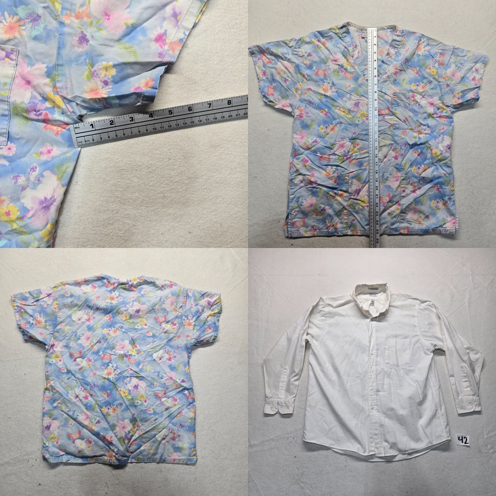 Vintage VINTAGE Peaches Uniforms Spring Flowers Floral Print Cotton Scrub Top Women L Short Sleeve Pockets Medical Size US L / EU 52-54 / 3 - 8 Thumbnail