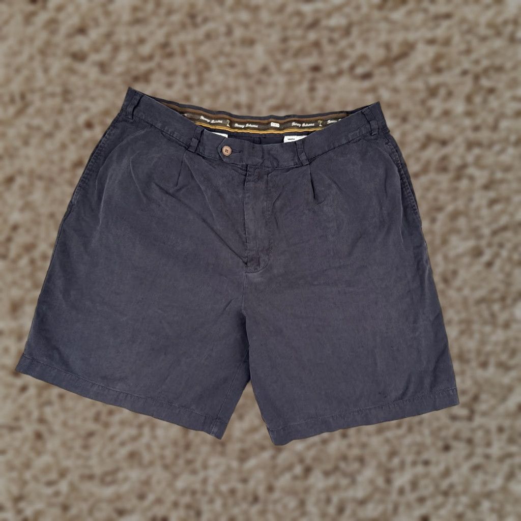Tommy Bahama VINTAGE Tommy Bahama Shorts Mens 38 Chino Pleated Zip Fly Twill Pockets Casual Navy/Gray 90s Mens Size US 38 / EU 54 - 1 Thumbnail