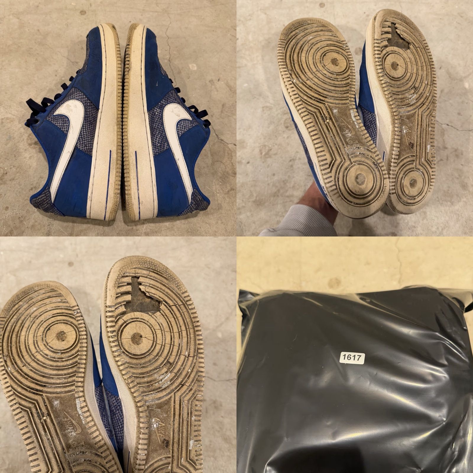 Nike Nike Air Force 1 488298-410 Snake Skin Blue White Mens 11 Low Top DISTRESSED Sneaker Size US M / EU 48-50 / 2 - 8 Thumbnail
