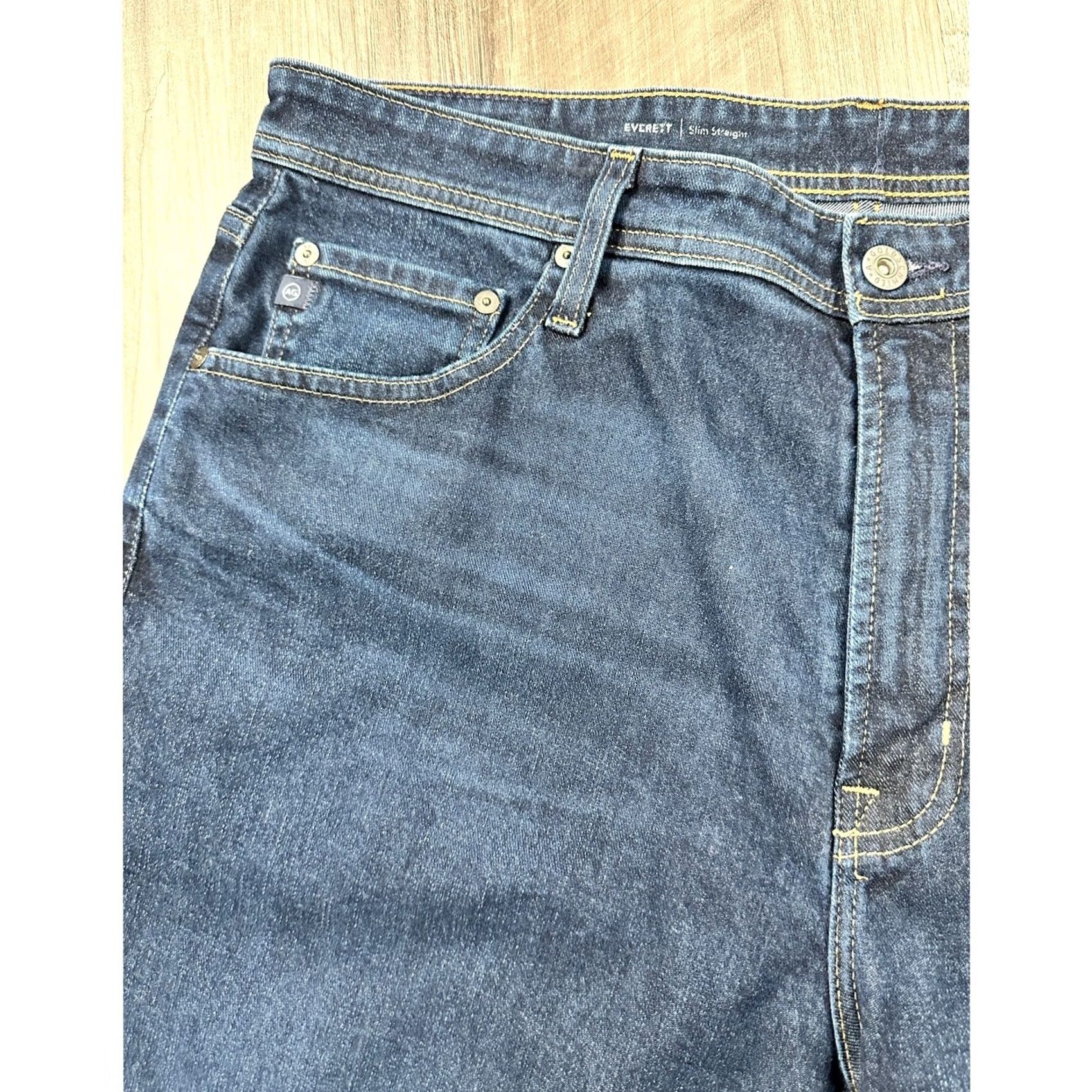 Vintage AG Adriano Goldschmied Everett Slim Straight Jeans Men 38x32 Blue Size US 38 / EU 54 - 7 Thumbnail
