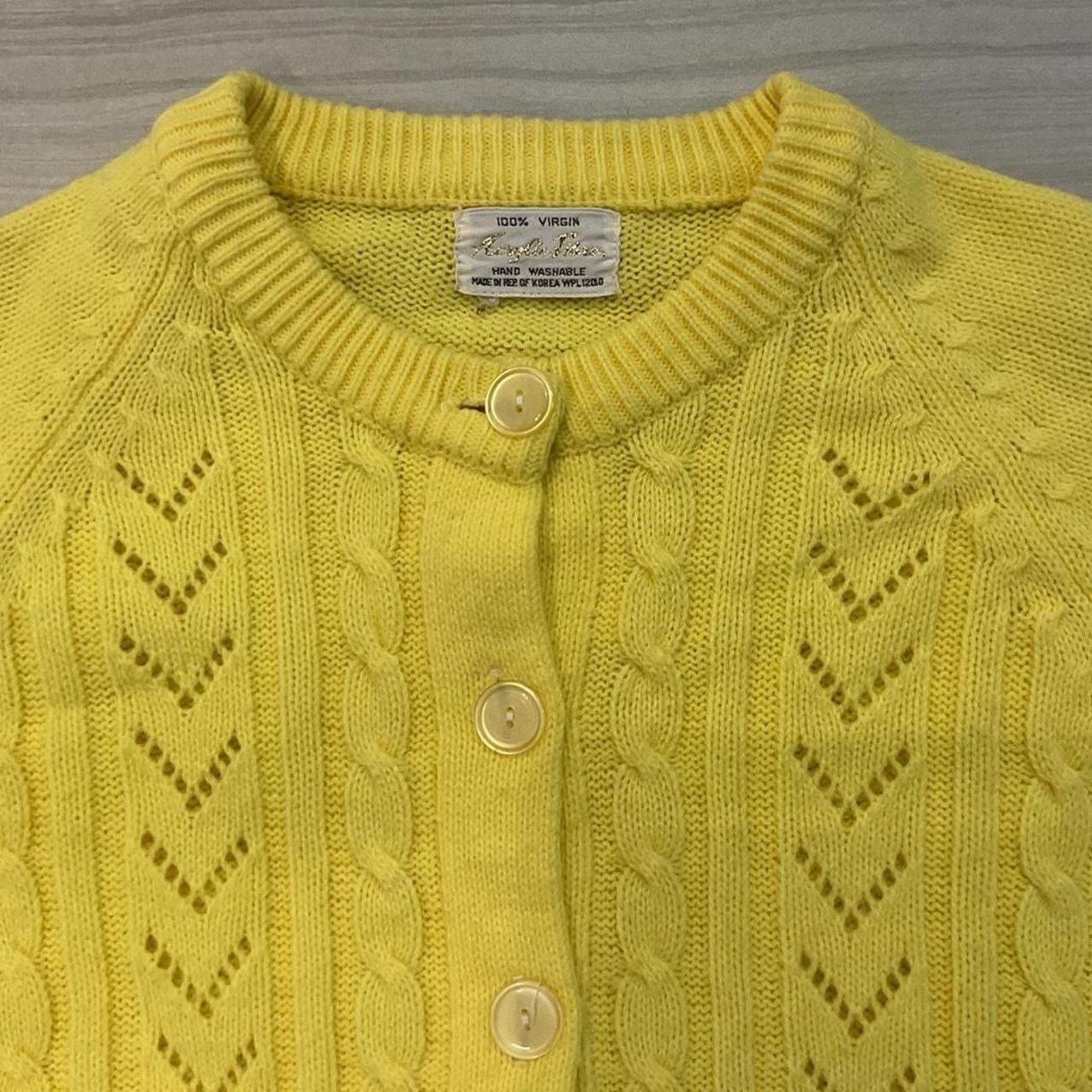 Other Vintage Knit Yellow Cardigan Size S / US 4 / IT 40 - 3 Thumbnail