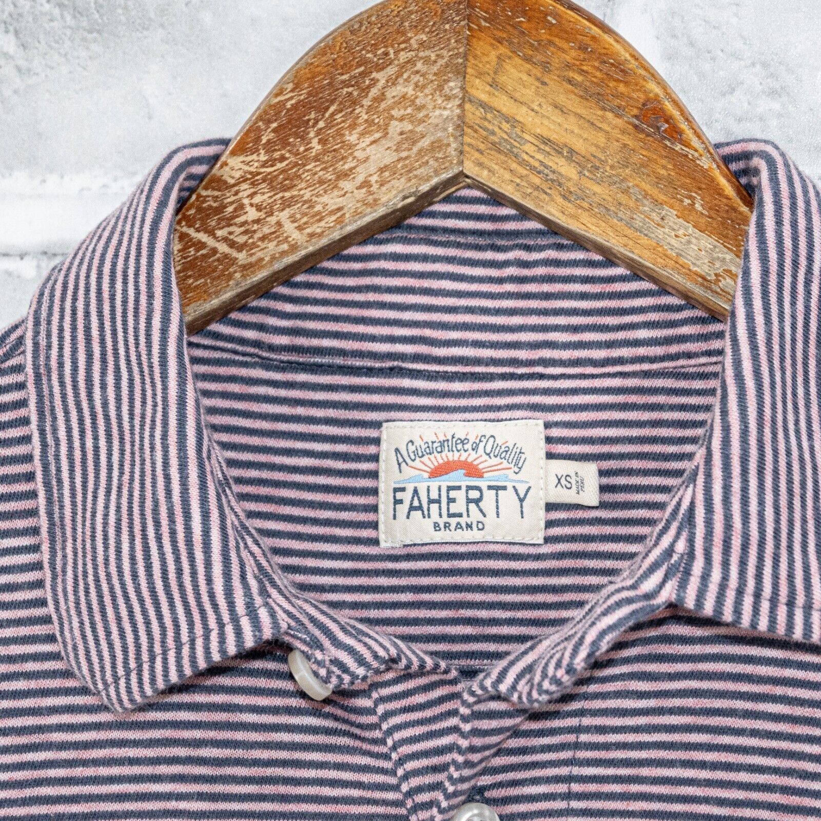 Faherty FAHERTY Men's Short Sleeve Polo Shirt Purple Blue Striped Size US XS / EU 42 / 0 - 3 Thumbnail