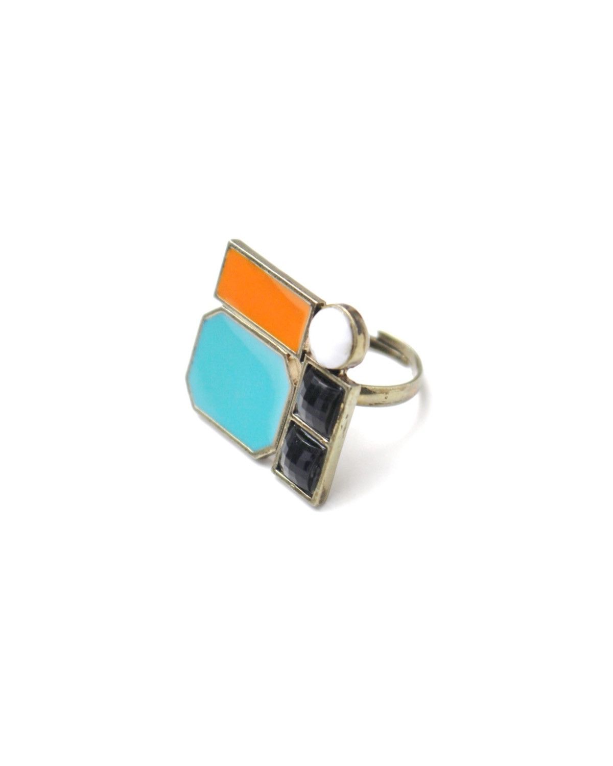 Vintage 2000S JAPANESE MADE POP ART DECO NATIVE NAVAJO RING Size ONE SIZE - 2 Thumbnail
