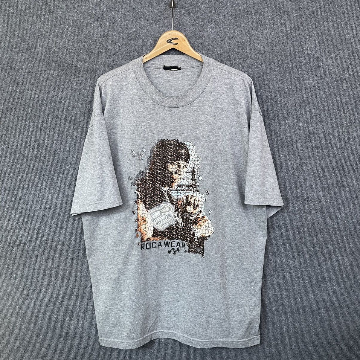 image of Rap Tees x Rocawear Vintage 90's Rocawear Raptees T Shirt in Grey, Men's (Size 2XL)