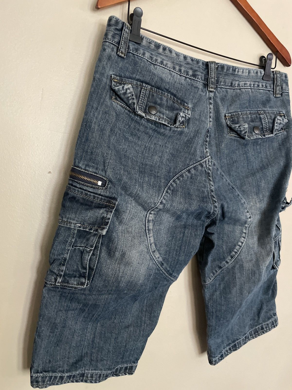 Designer × Vintage Vintage Blue Jean Denim Shorts JORTS Skater Cargo Baggy Y2K Size US 32 / EU 48 - 7 Thumbnail