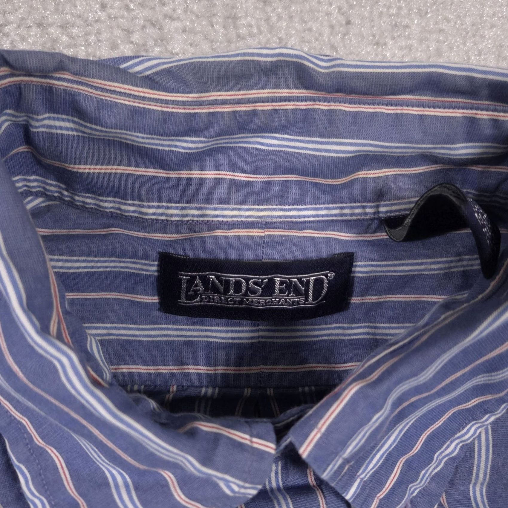 Lands' End VINTAGE Lands' End Shirt Mens 16-33 Blue Stripe Button-Down Cotton Long Sleeve Dress Shirt Mens Regular 16-33 Blue Stripe Dress Shirt Women? No. Size 42R - 6 Thumbnail