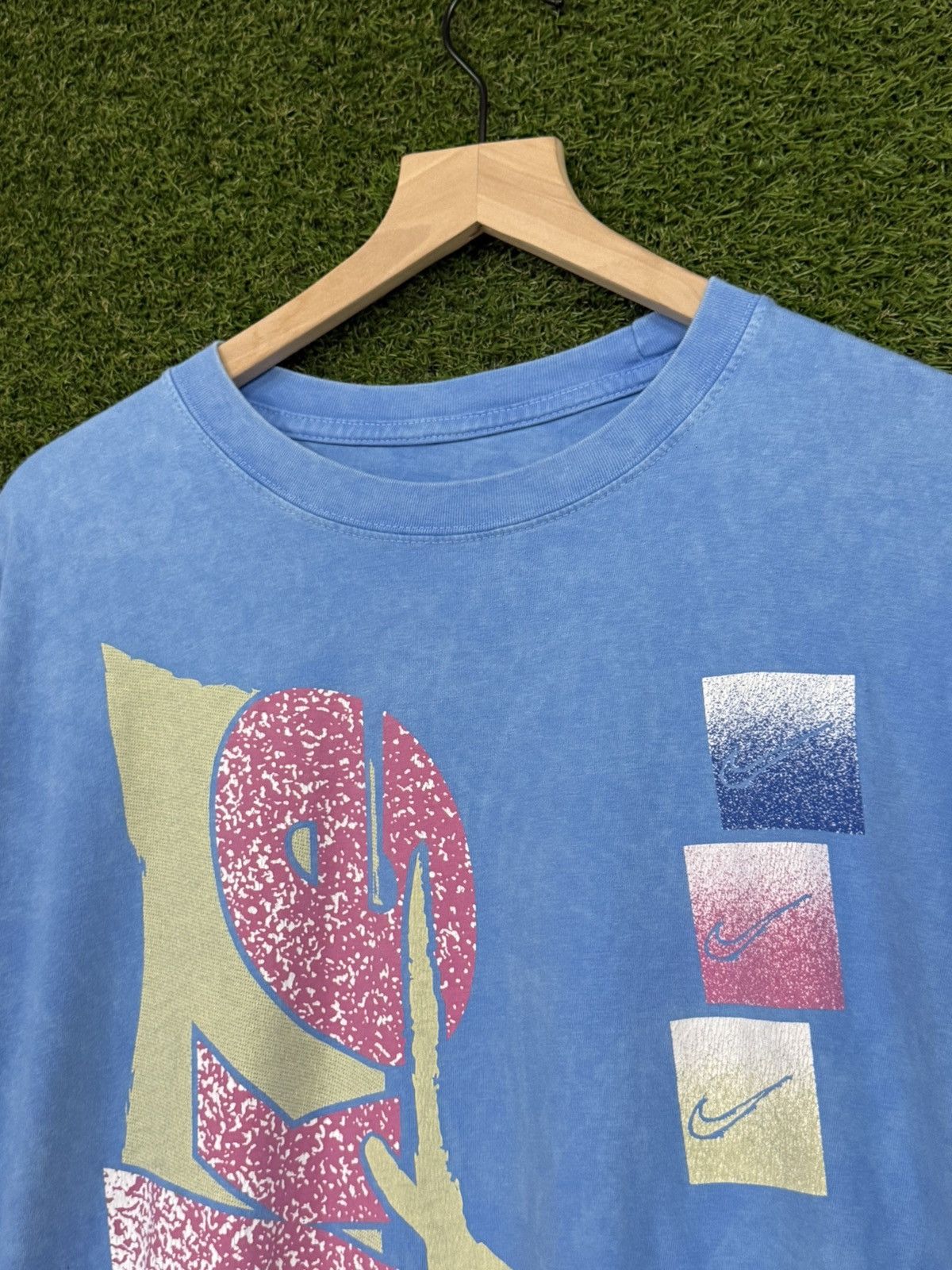 Nike Nike Vintage Oversized Throwback Swoosh Blue Loose Logo Tee Size US XL / EU 56 / 4 - 2 Thumbnail