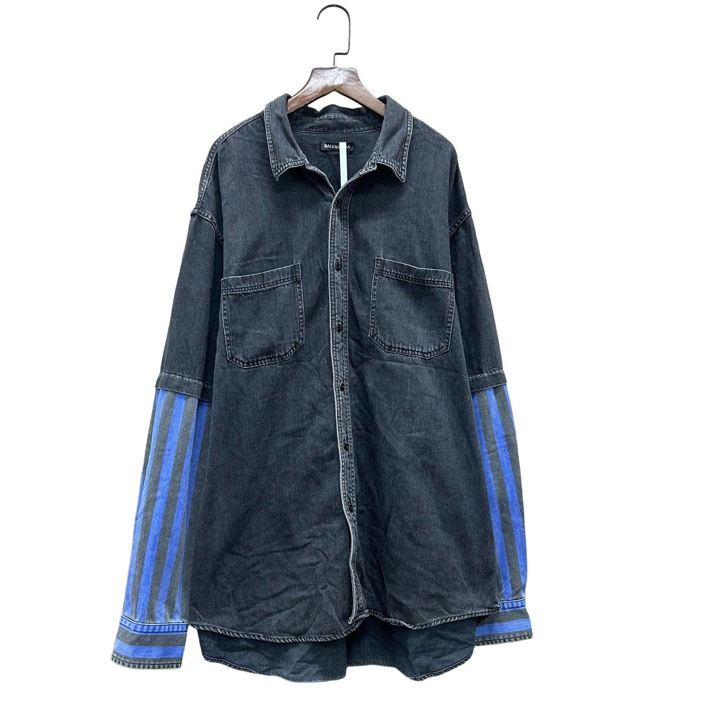 Balenciaga Balenciaga Striped Denim Button Up Shirt Size L Size US L / EU 52-54 / 3 - 1 Thumbnail