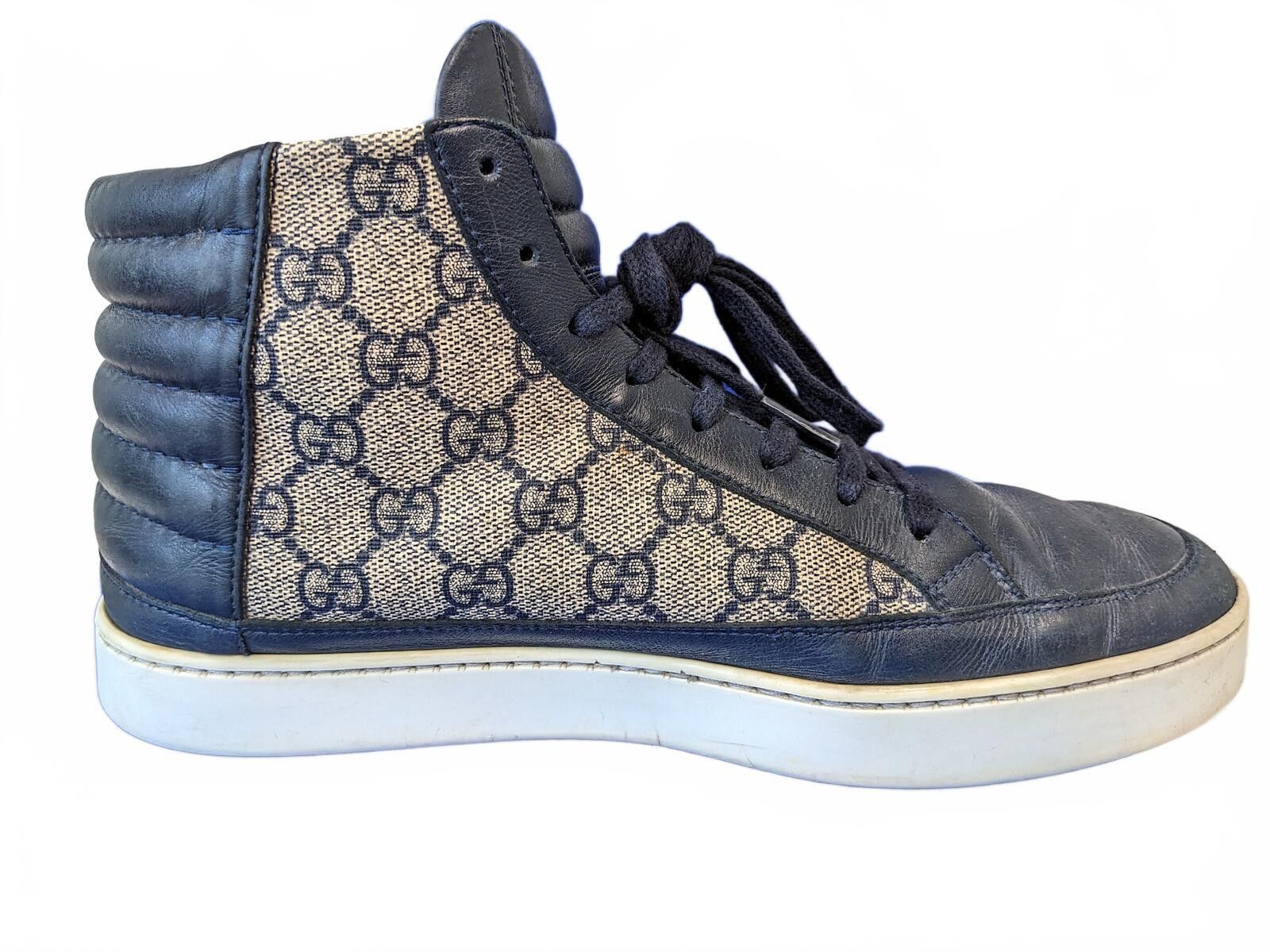 Gucci Gucci GG Supreme Men High-Top Sneakers Italy Blue Canvas 7 Size US 7 / EU 40 - 3 Thumbnail
