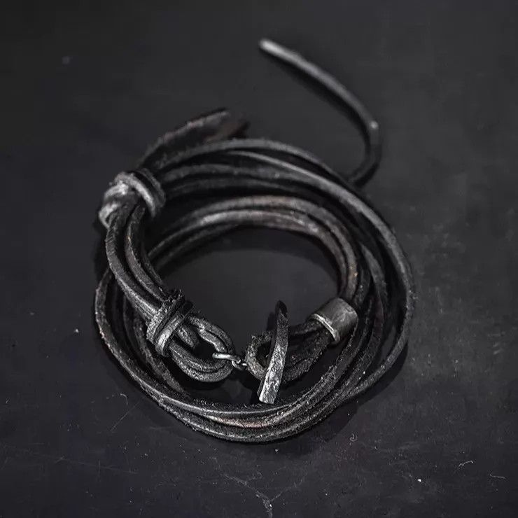 DETAJ Detaj Aged Silver Buckle Stacked Leather Bracelet Size ONE SIZE - 3 Thumbnail