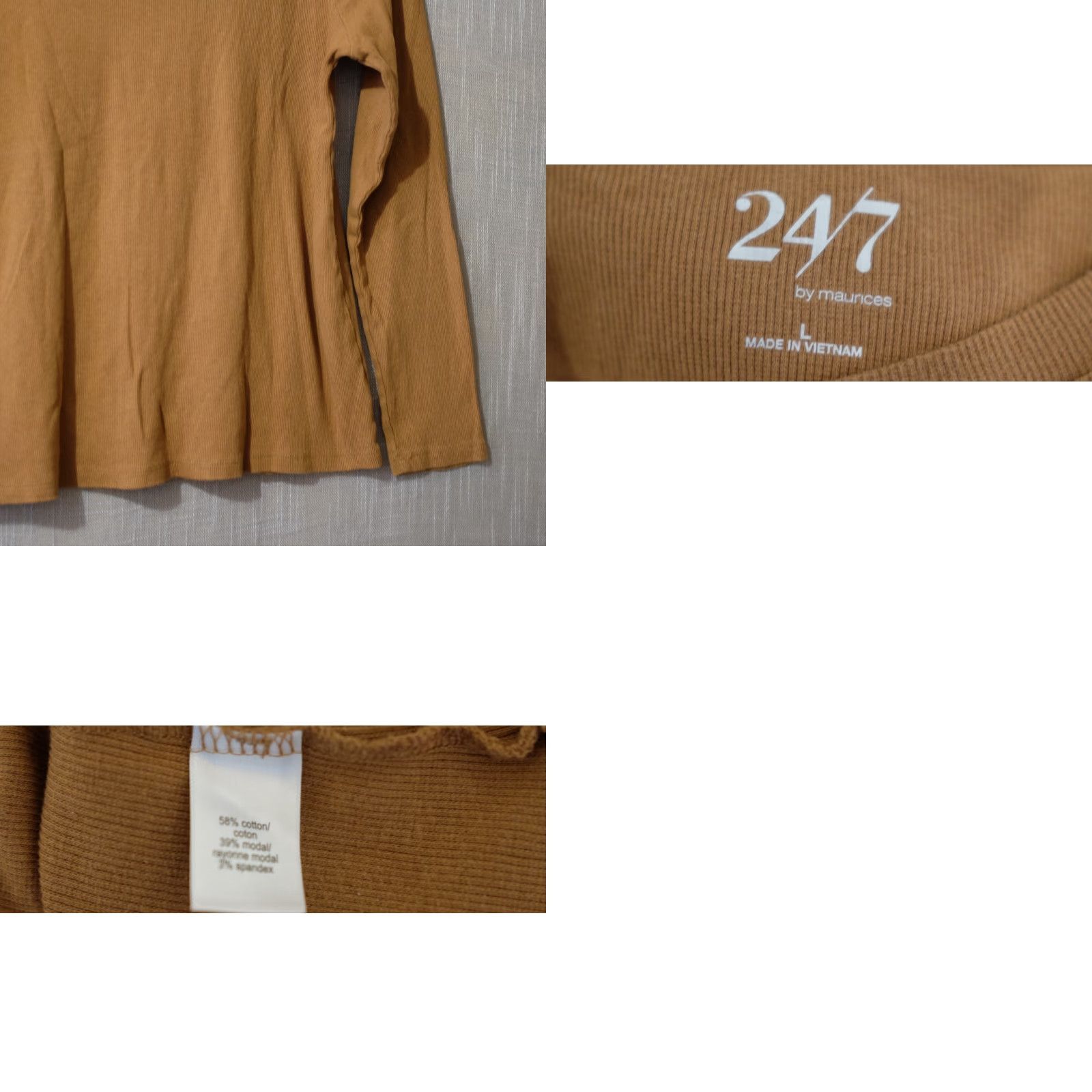 Vintage Maurices 24/7 Long Sleeve Tee Ribbed Knit Brown Womens L Shirt Womens L Brown Maurices 24/7 Long Sleeve Tee Ribbed Knit Brown Size L / US 10 / IT 46 - 8 Thumbnail
