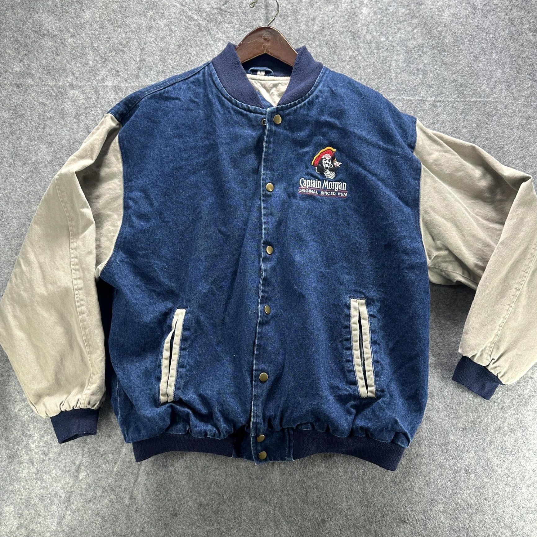 Vintage VINTAGE Blue Ridge Captain Morgan Jacket Mens L Blue Denim Varsity Jacket Cotton Lined Embroidered Logo 90s Casual Size US L / EU 52-54 / 3 - 2 Thumbnail