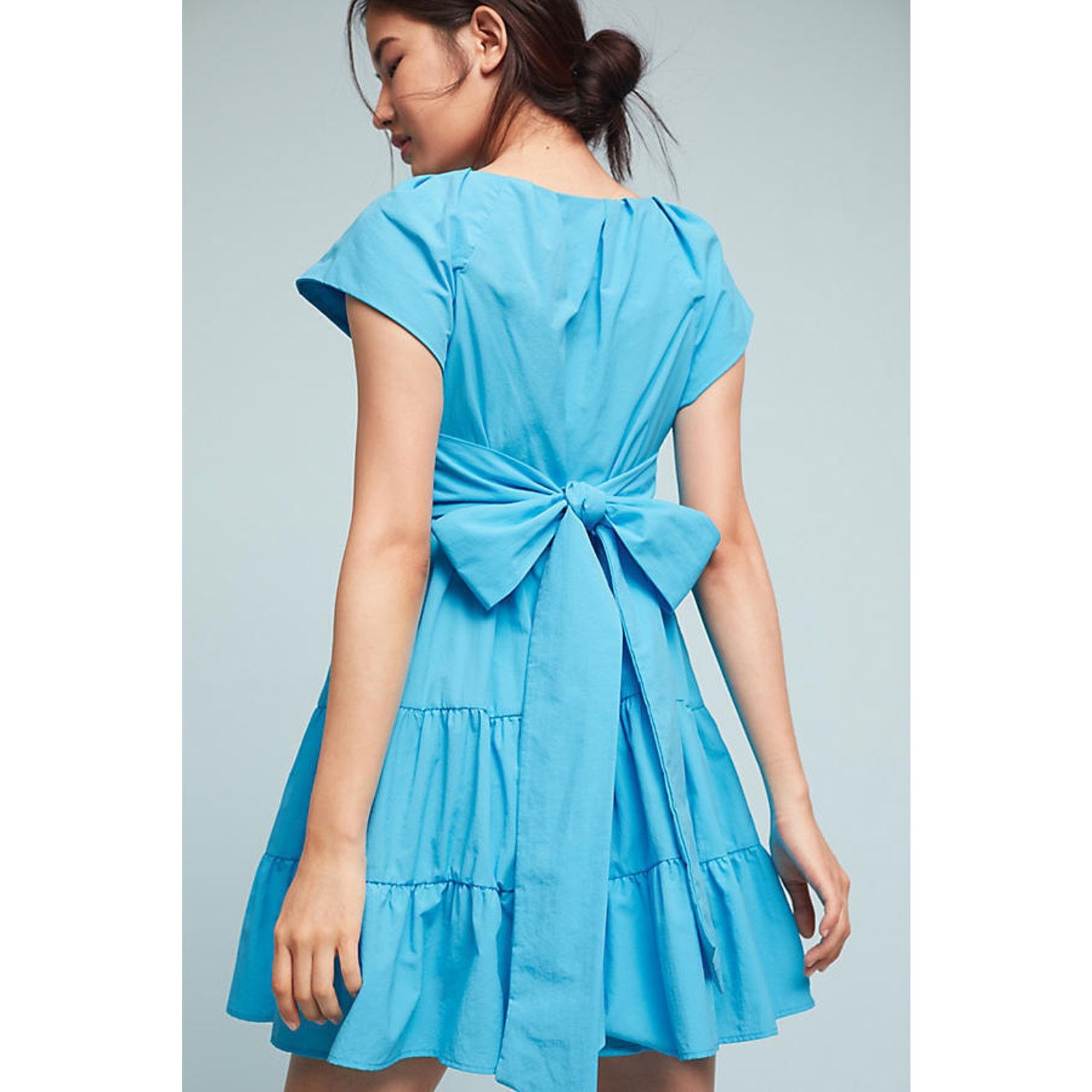 Anthropologie New Anthropologie Tiered Poplin Swing Blue Dress Eva Franco Size S / US 4 / IT 40 - 2 Thumbnail