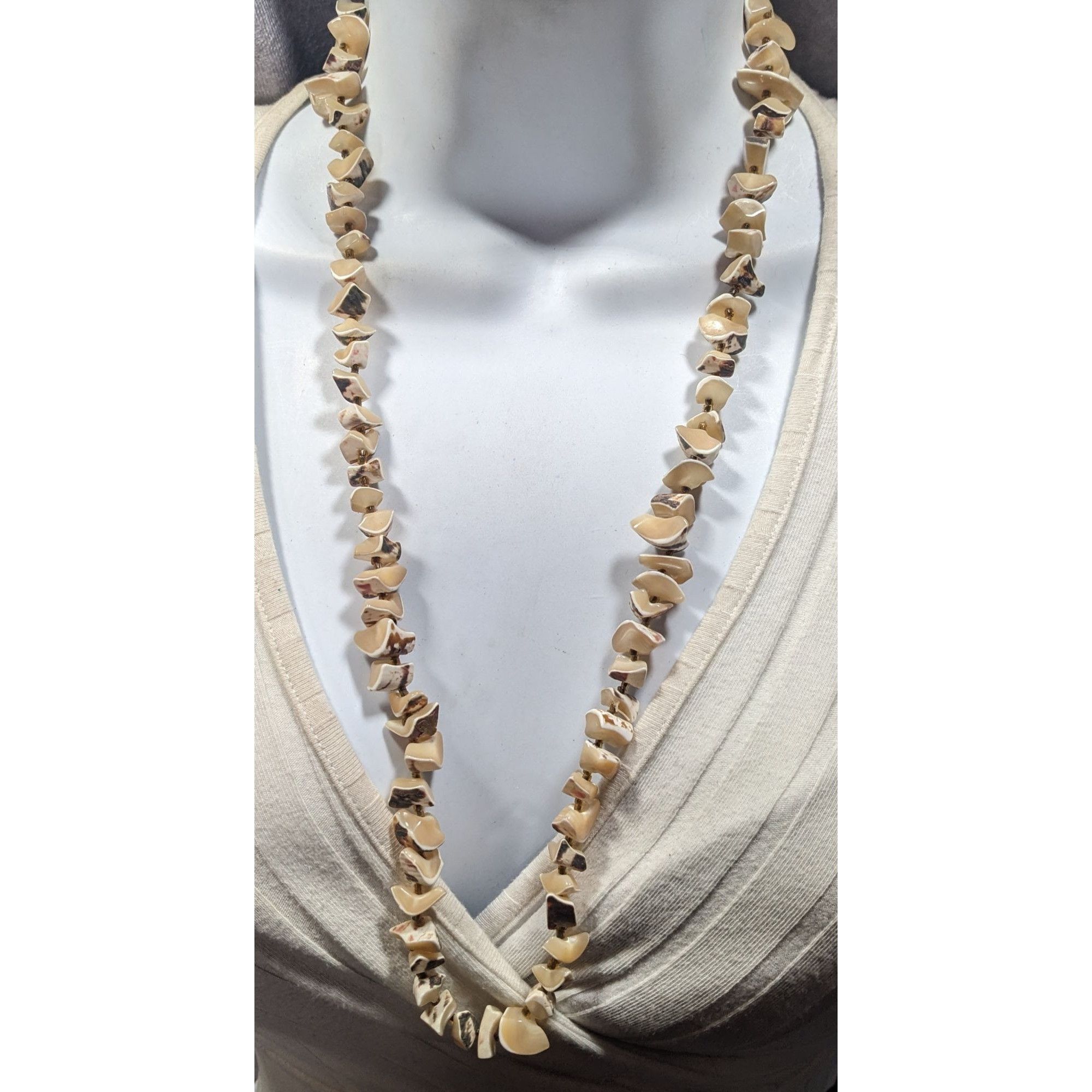 Other Vintage Tortoise Shell Agate Beaded Necklace Size ONE SIZE - 2 Thumbnail