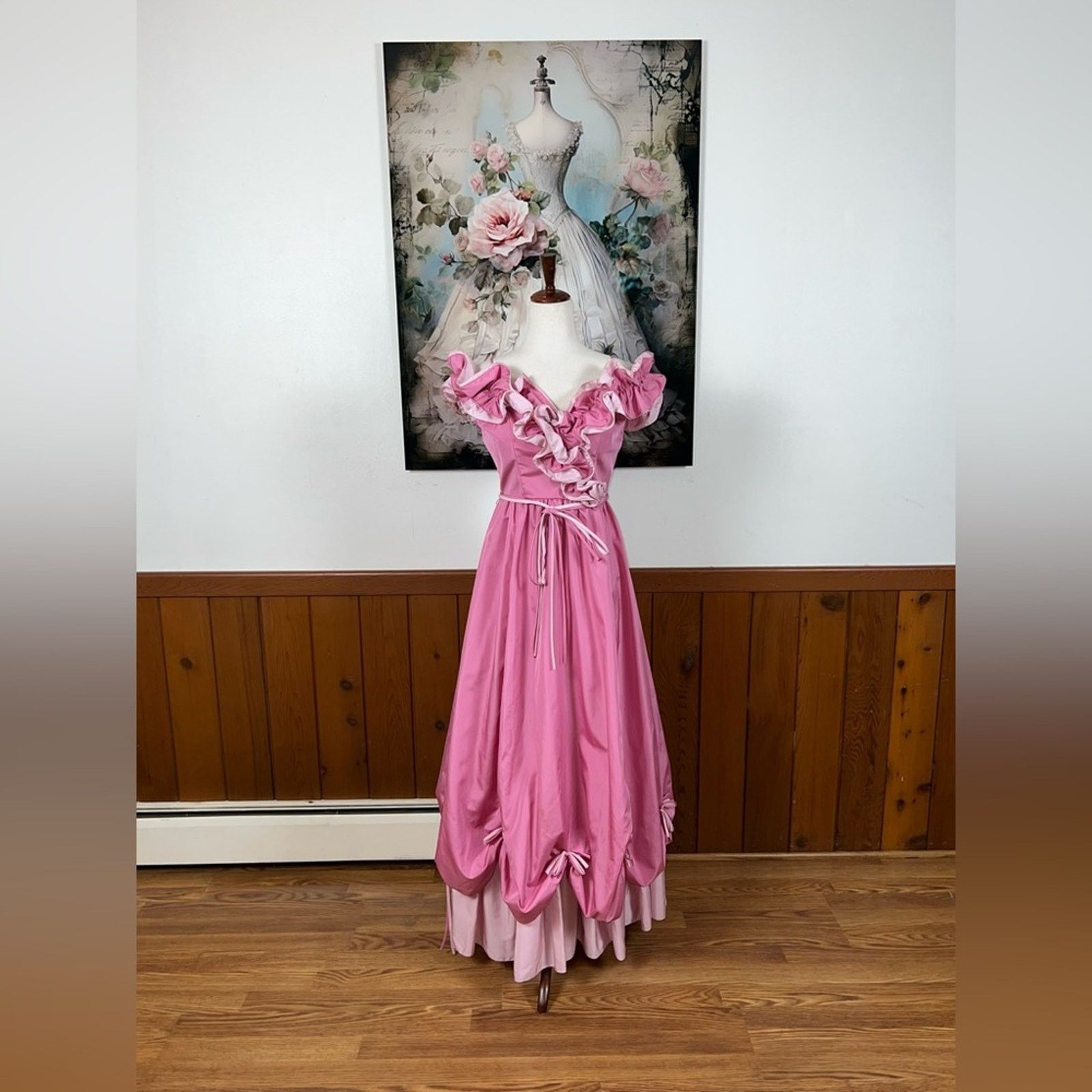 Vintage Darling Vintage 1970s Pink Taffeta Southern Belle Gown! Size L / US 10 / IT 46 - 2 Thumbnail