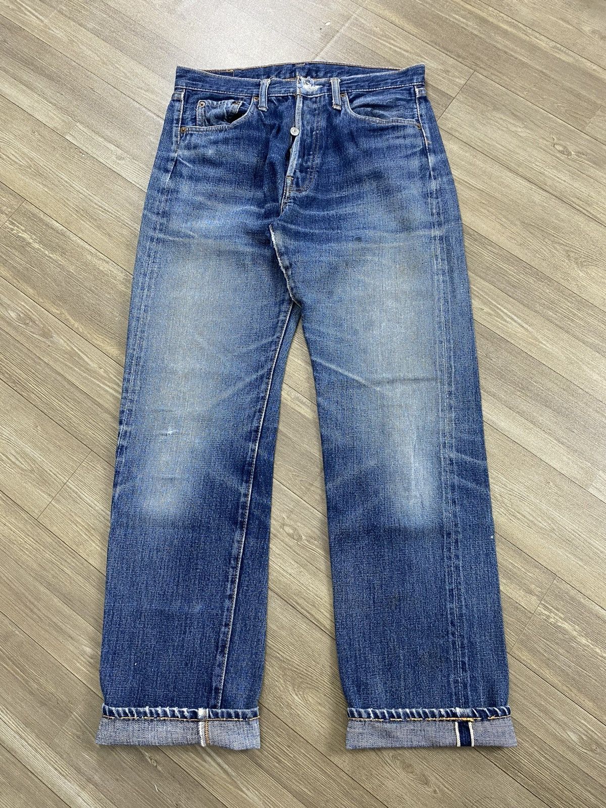 Denime 🇯🇵Vintage Denime Japan Selvedge Distressed Faded Blue Jeans Size US 30 / EU 46 - 1 Thumbnail