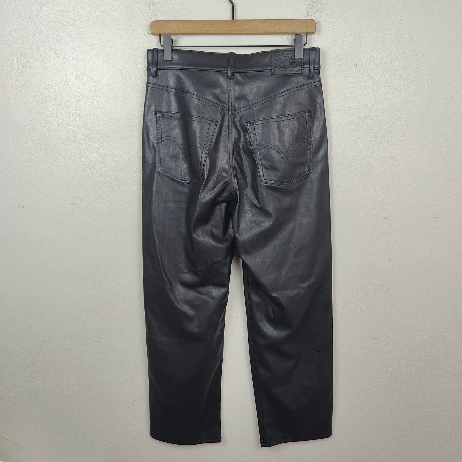 Levi's Levis Ribcage Straight Jeans Womens 27 Black Faux Leather Size 27" / US 4 / IT 40 - 7 Thumbnail