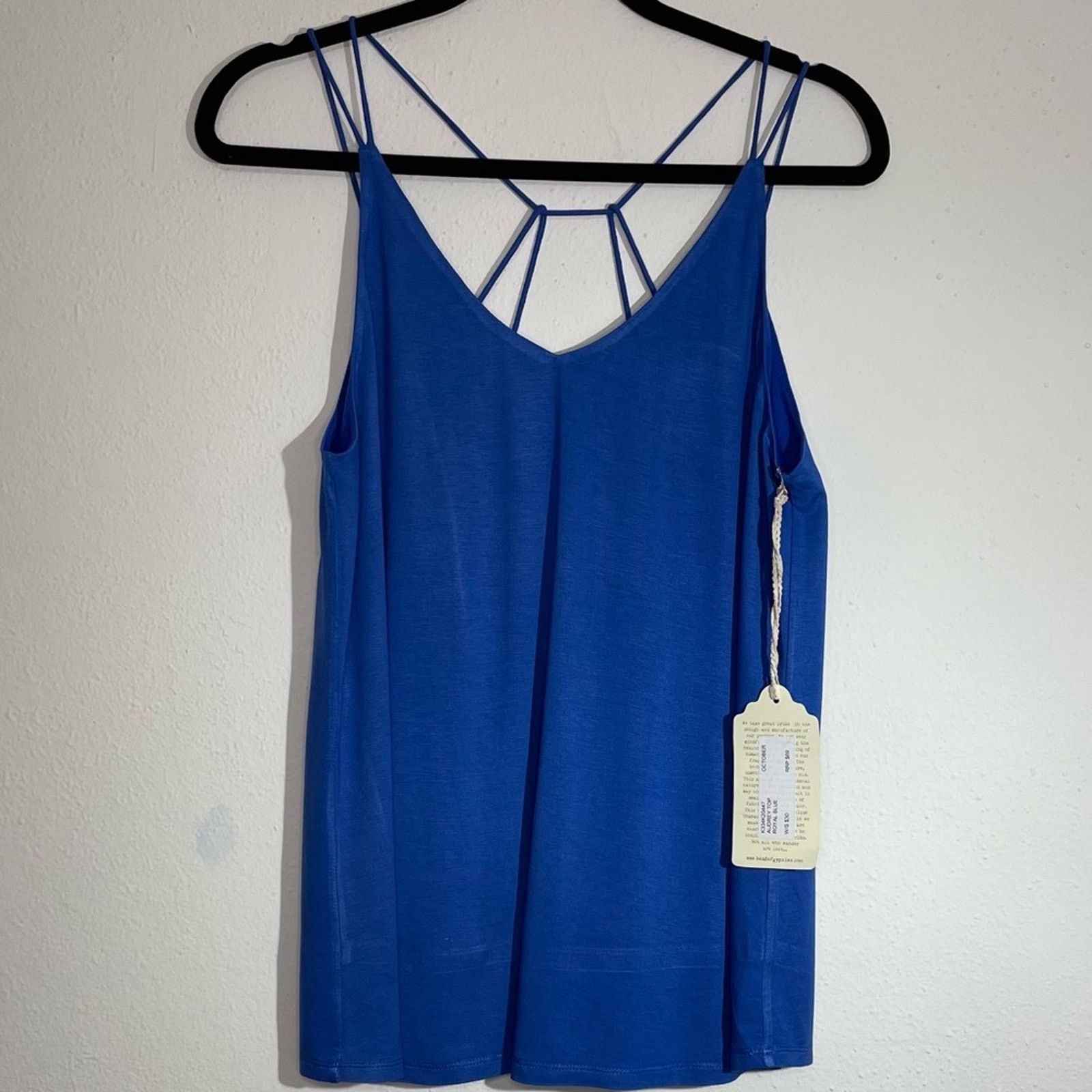 Other Band of Gypsies Blue V-Neck Strappy Back Tank Top Small NWT Size S / US 4 / IT 40 - 1 Thumbnail