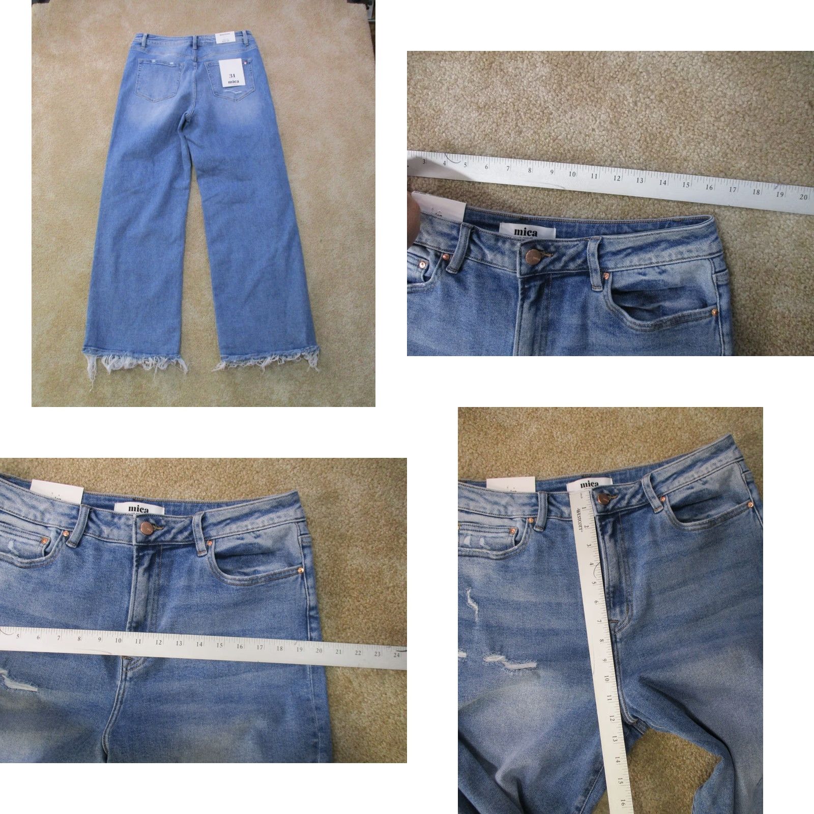 Vintage Mica Jeans Women's 31 High Rise Wide-Leg Denim Blue 5-Pocket Stretch Regular Inseam 31 Modern Bohemian Classic Size 24" / US 00 / IT 34 - 8 Thumbnail