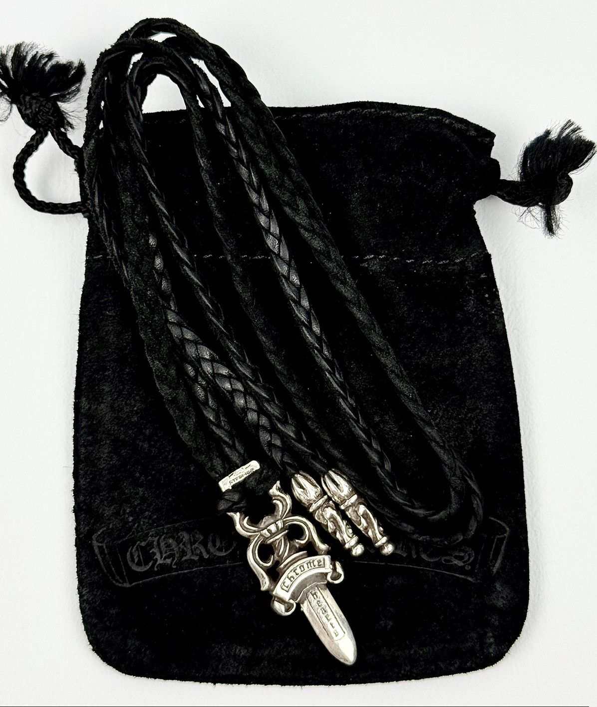 Chrome Hearts Chrome hearts - Dagger Pendant - Leather Necklace Size ONE SIZE - 1 Thumbnail
