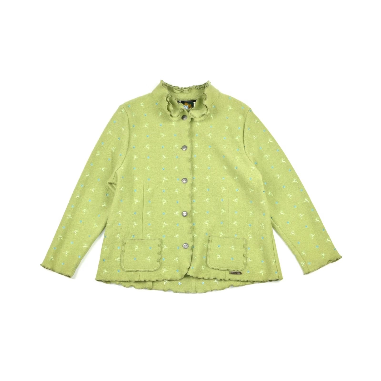 Vintage VINTAGE Hammerschmid Wmns Embroidered Deers Pattern Wool Cardigan Sweater Tyrol Sz D 50 Green Womens Cardigan Wool Embroidered Deers Pattern 50s Size XL / US 12-14 / IT 48-50 - 2 Thumbnail
