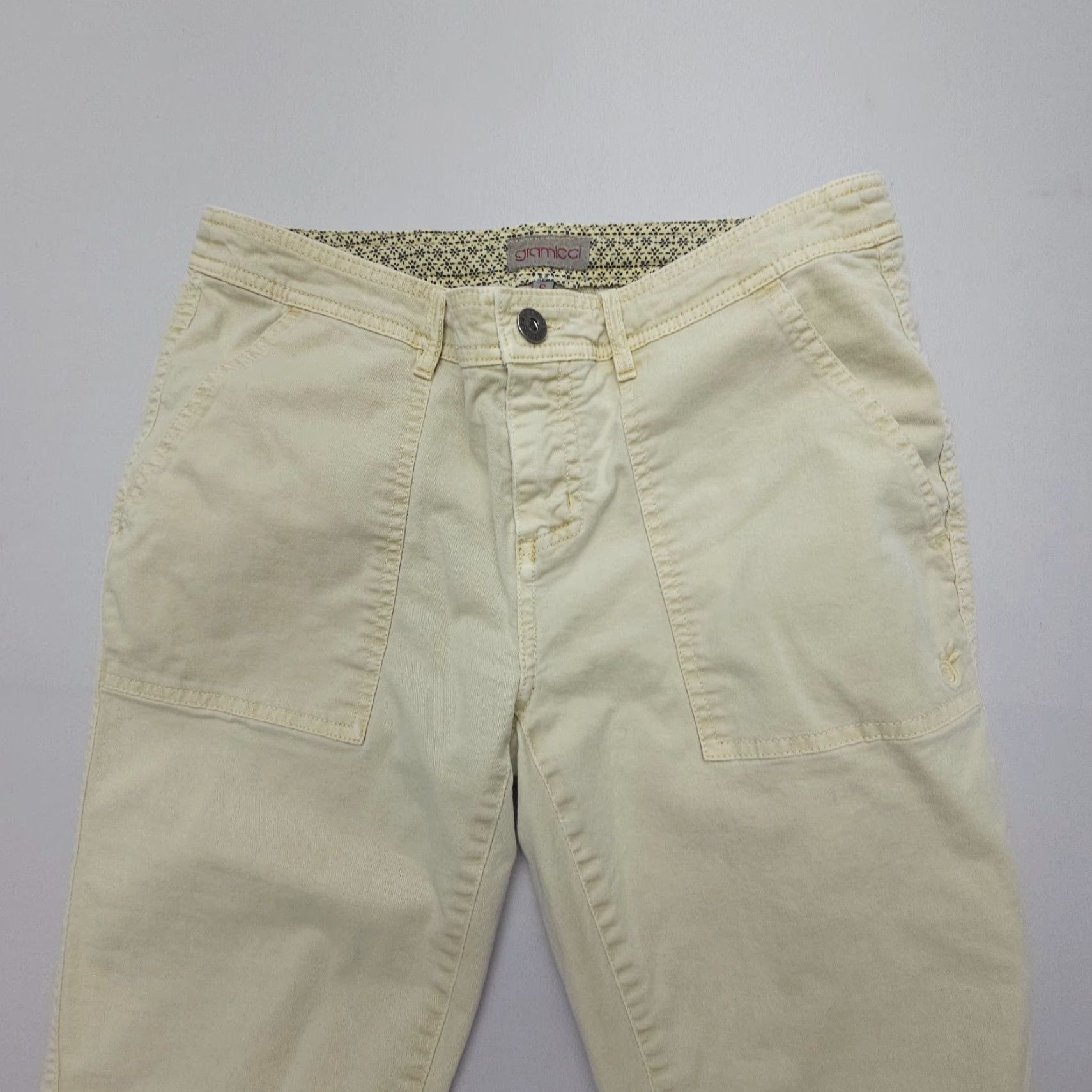 Gramicci Gramicci Slim Pants Womens 6 Light Yellow Cotton Hiking Outdoor Chino Slim Low Rise 30in Inseam Pockets Size 28" / US 6 / IT 42 - 4 Thumbnail