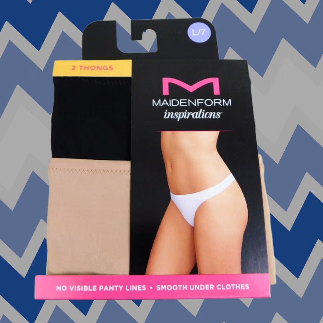 Vintage Maidenform Inspirations Microfiber Thong Panties 2 Pair Black Large Women Size 36" / US 14 / IT 50 - 1 Thumbnail