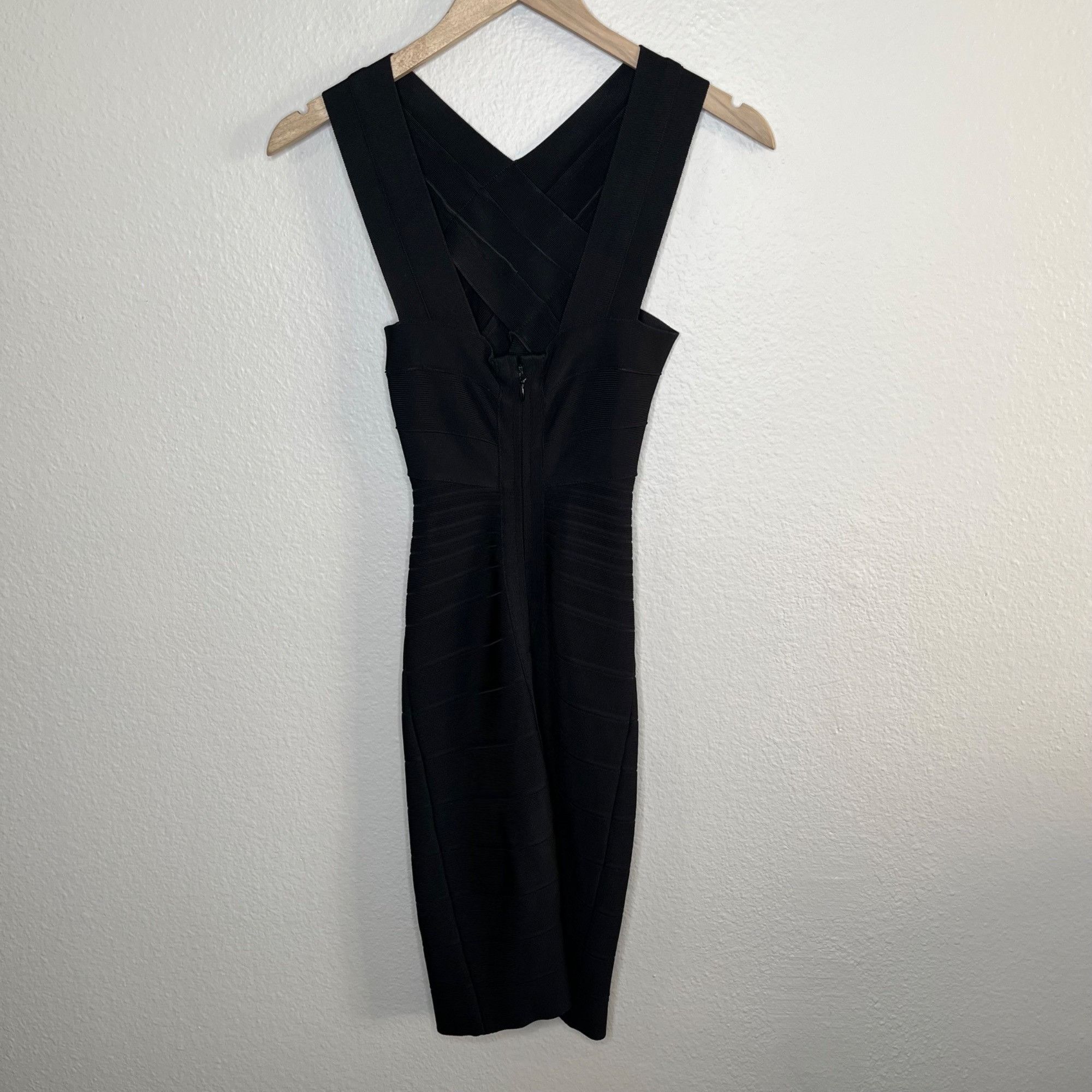Herve Leger Herve Leger Stella Black Bandage Bodycon Midi Dress XXS Slee Size XXS / US 00 / IT 34 - 7 Thumbnail
