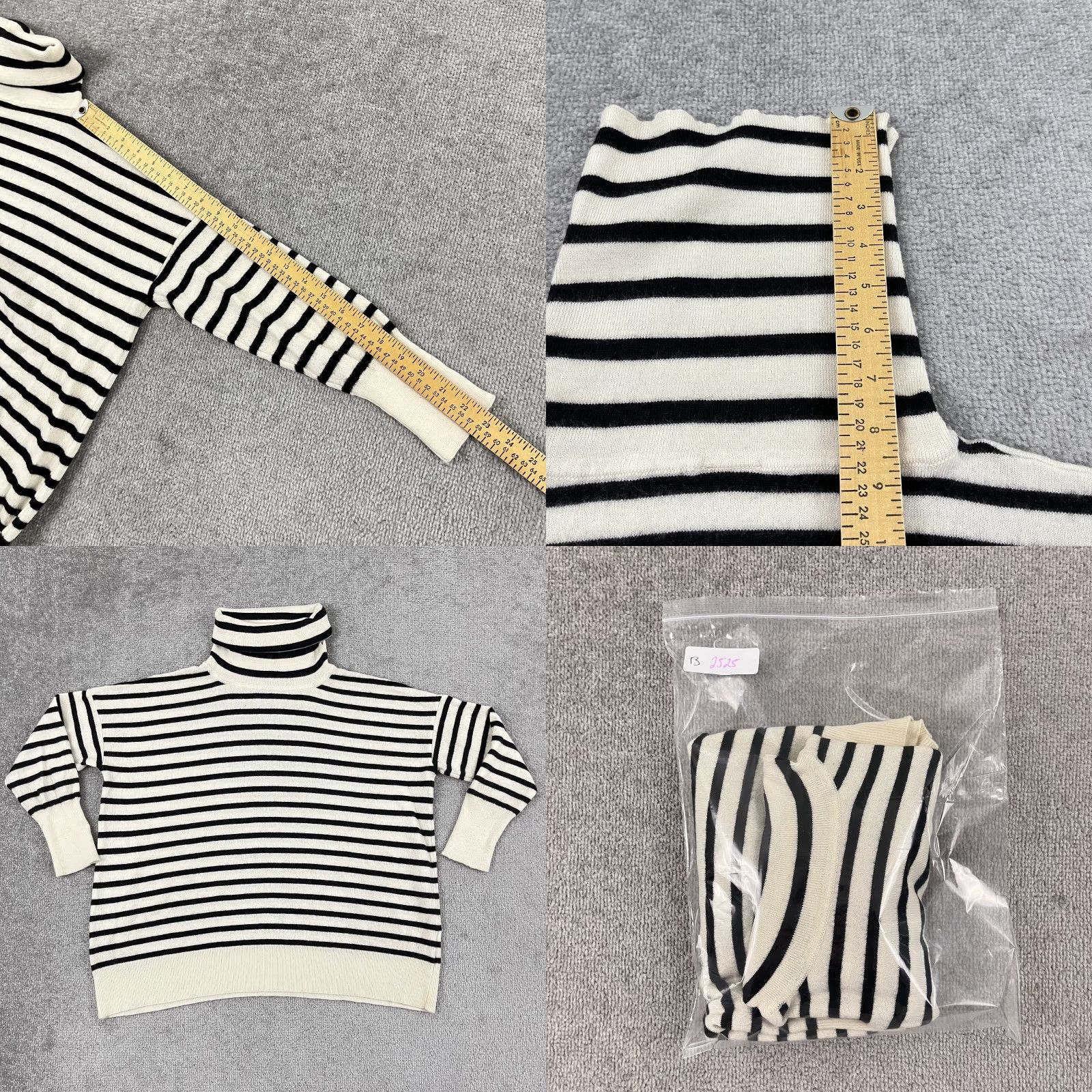 Vintage VINTAGE Celtic & Co Women's Sweater XS Turtleneck Knit Pullover Casual Winter White Black Striped Size XS / US 0-2 / IT 36-38 - 8 Thumbnail