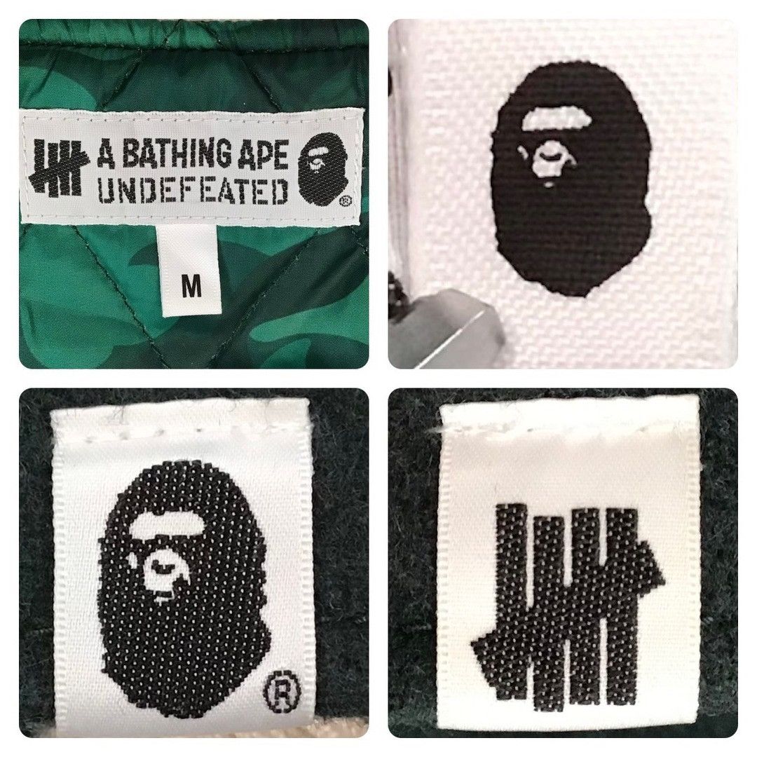 Bape × Undefeated BAPE Undefeated Leather Sleeve Varsity Jacket a bathing ape Size US M / EU 48-50 / 2 - 9 Thumbnail