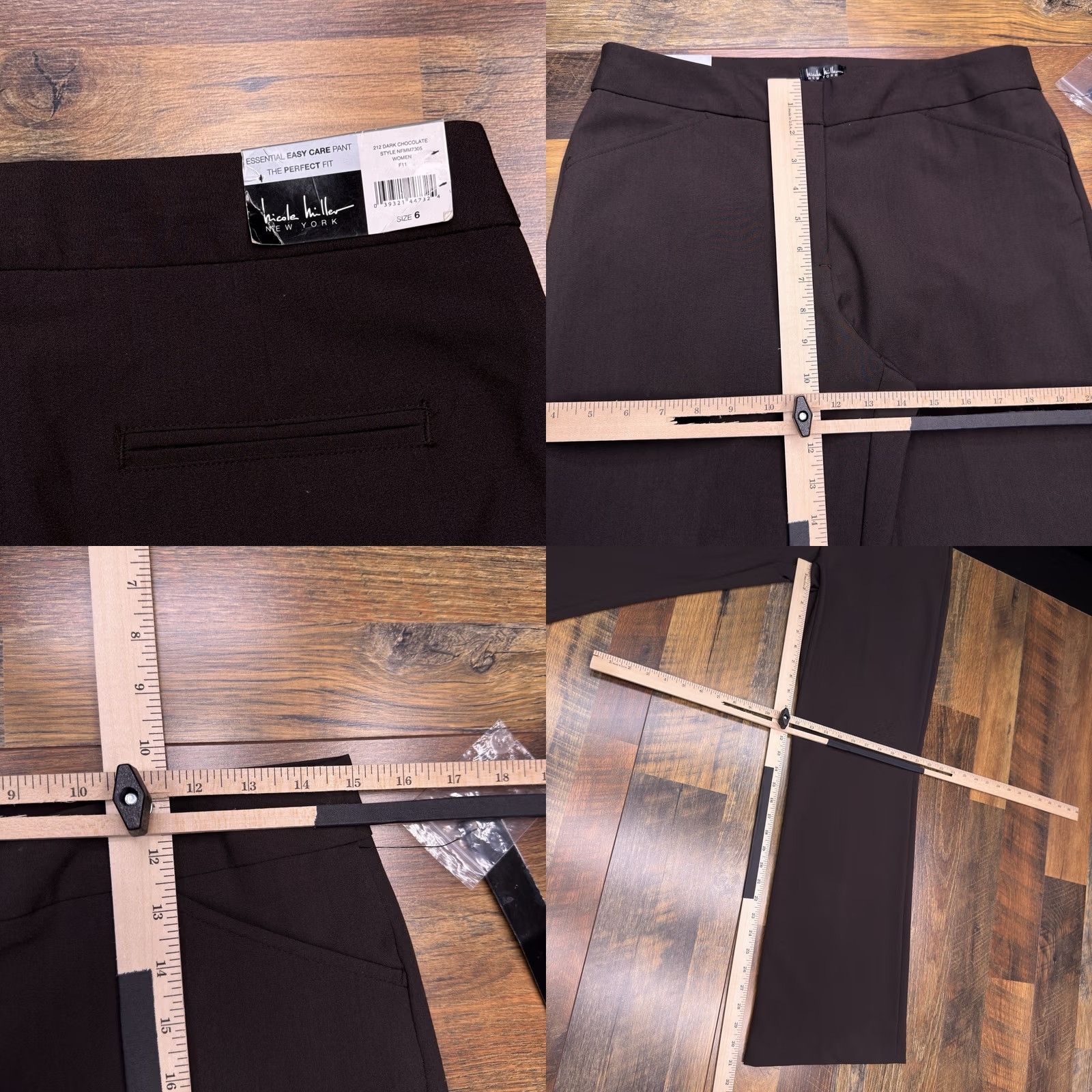 Nicole Miller Nicole Miller Pants Womens 6 Dark Chocolate Easy Care Essential Perfect Fit New Size 28" / US 6 / IT 42 - 8 Thumbnail