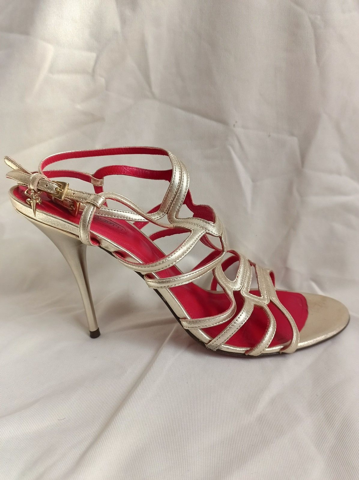 Paciotti Cesare Paciotti Gold Red Leather Heels Sandals EU 41 Size US 11 / IT 41 - 7 Thumbnail