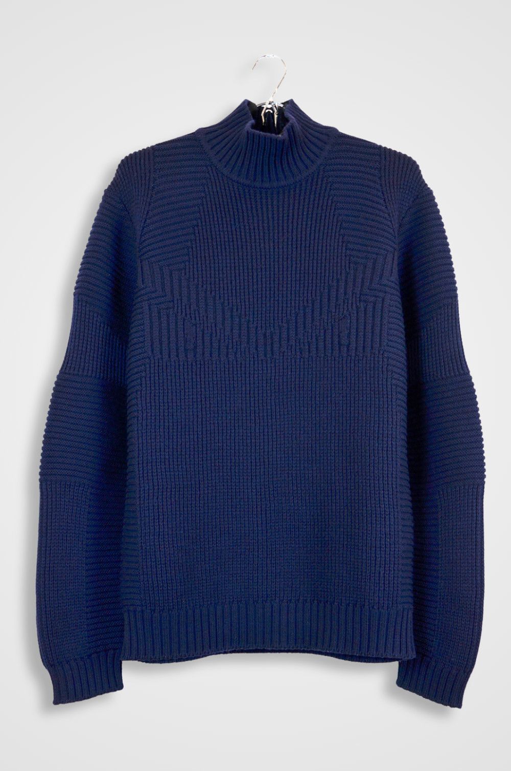 Fendi Fendi Navy Heavy Ribbed Mock Neck Sweater – 50 IT Size US L / EU 52-54 / 3 - 1 Thumbnail