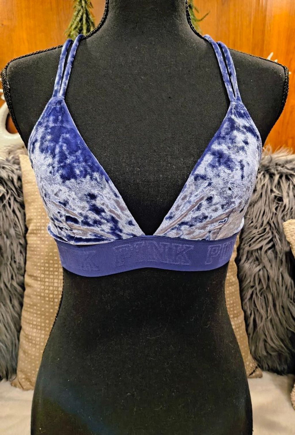 Pink Women's PINK Blue Velvet Bralette Size ONE SIZE - 1 Thumbnail