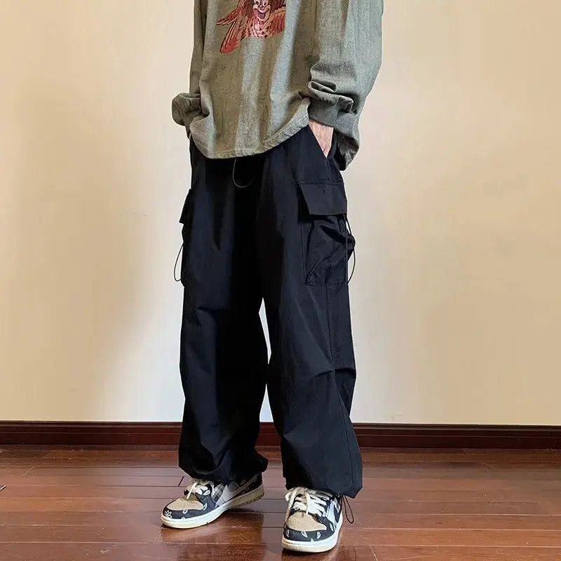 image of Vintage Multi Pocket Loose Baggy Pants in Black, Men's (Size 32)