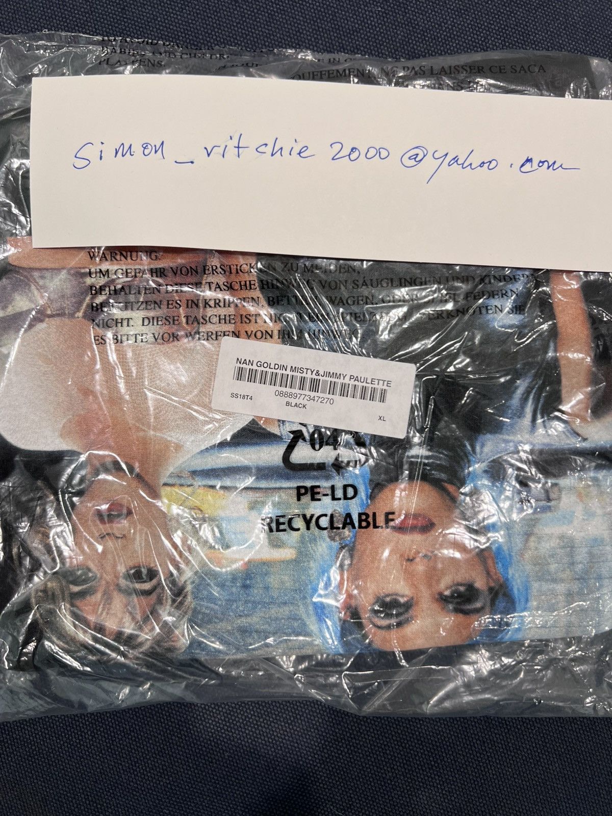 Supreme Supreme Nan Goldin Misty & Jimmy Paulette tee DSWT black XL Size US XL / EU 56 / 4 - 2 Thumbnail