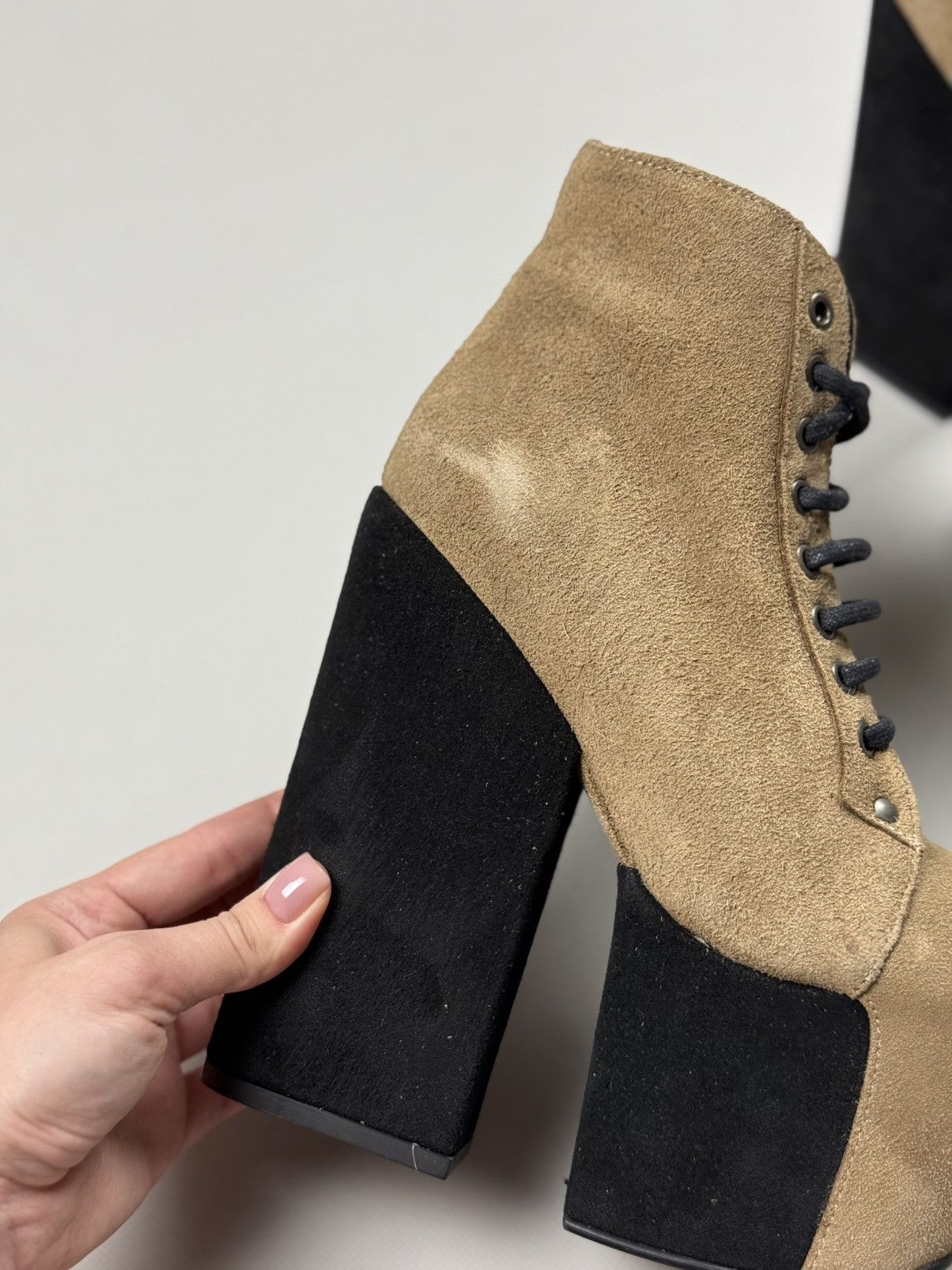 Jeffrey Campbell Avant-Garde Suede Block Heeled Platform Boots Shoes Size US 7 / IT 37 - 5 Thumbnail