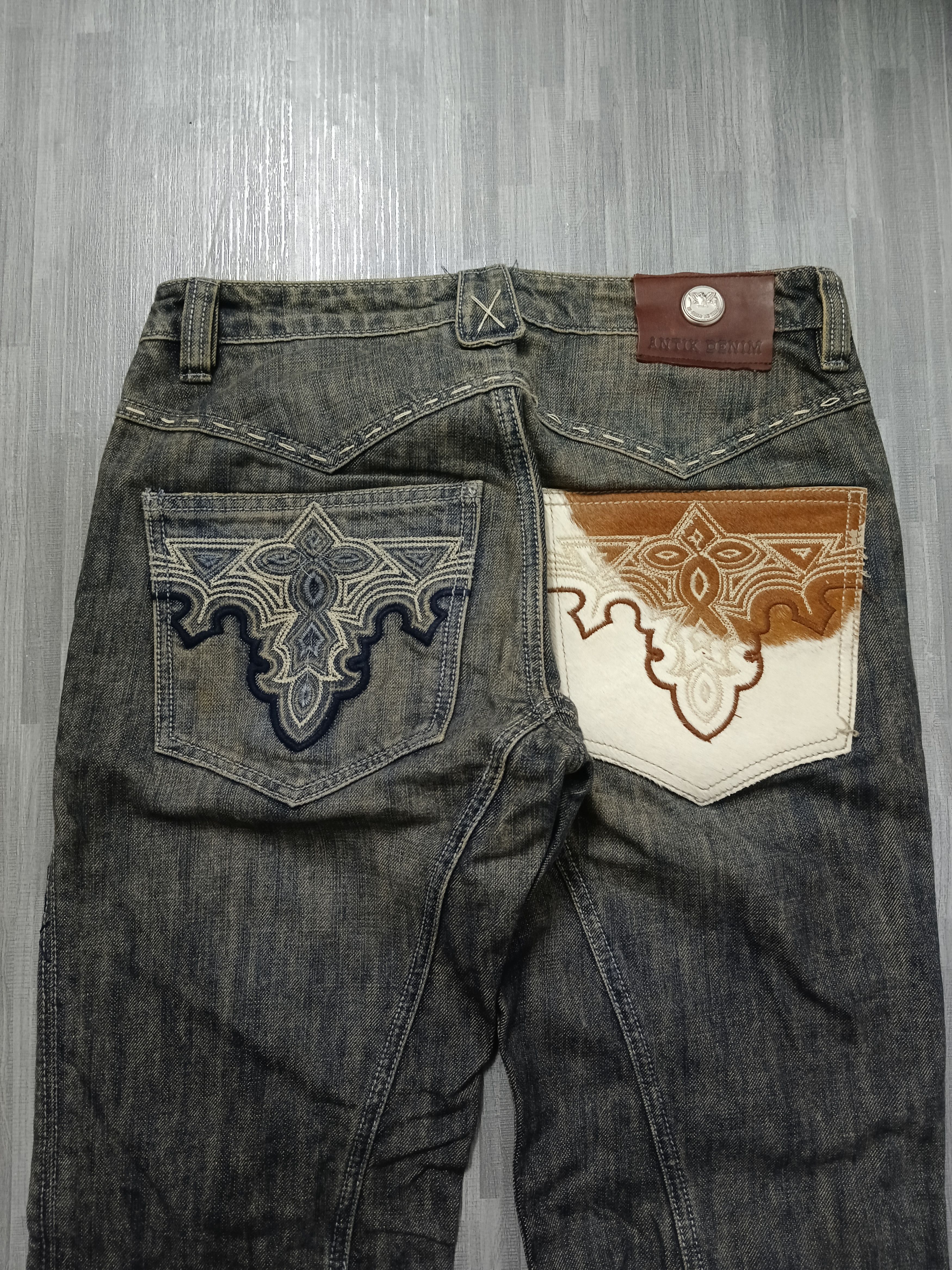 Antik Denim × Rusty SICK🔥RECONSTRUCTED ANTIK DENIM LEATHER BACK POCKET Size US 29 - 5 Thumbnail