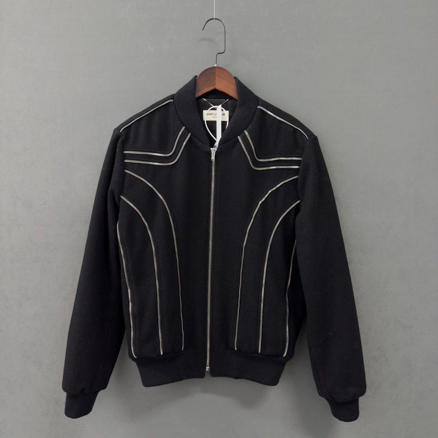 Saint Laurent Paris Saint Laurent SLP striped single-breasted zip-up jacket Size US S / EU 44-46 / 1 - 1 Thumbnail