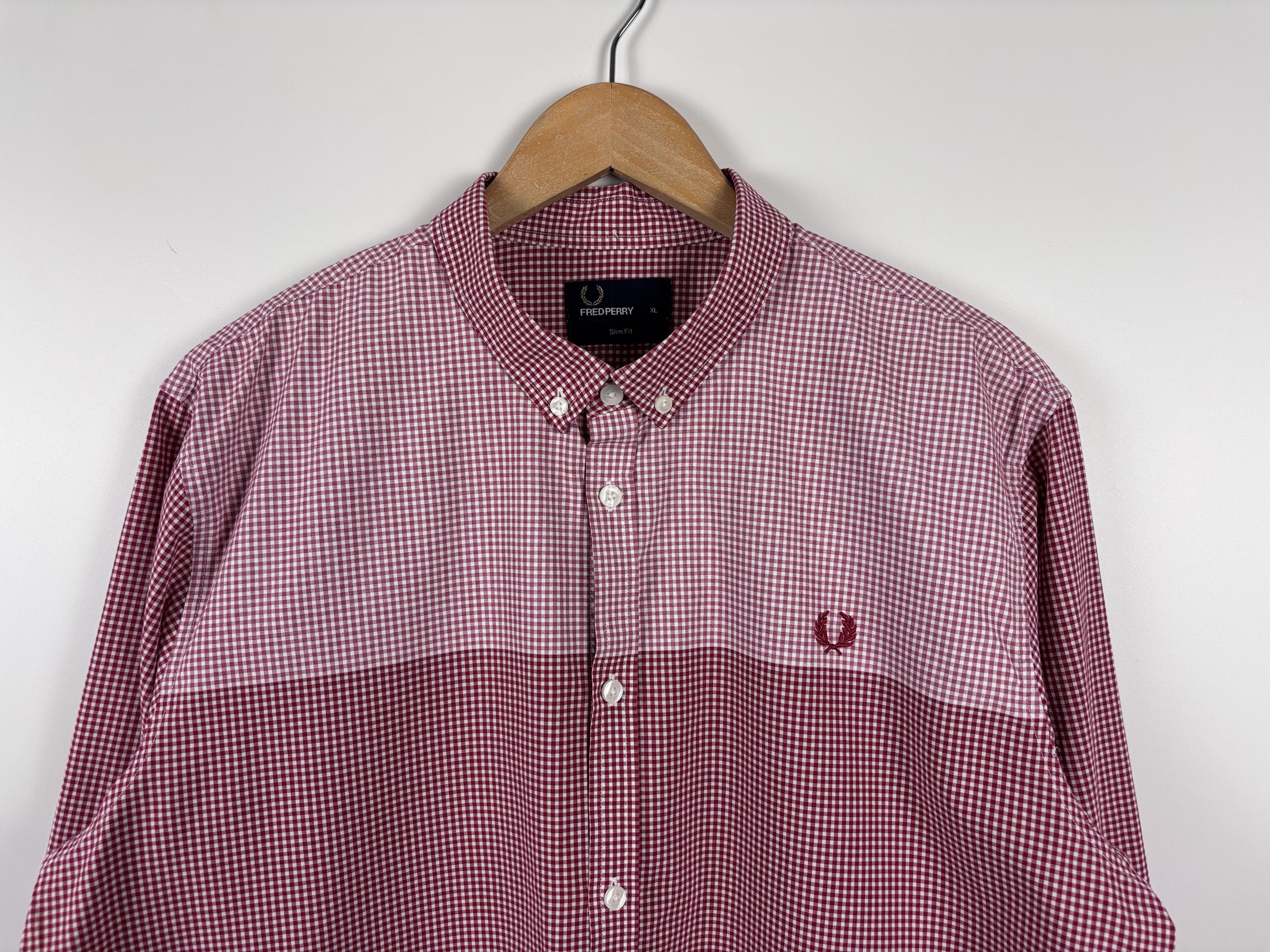 Fred Perry Fred Perry Button Down Longsleeve Slim Check Shirt Red XL Size US XL / EU 56 / 4 - 2 Thumbnail