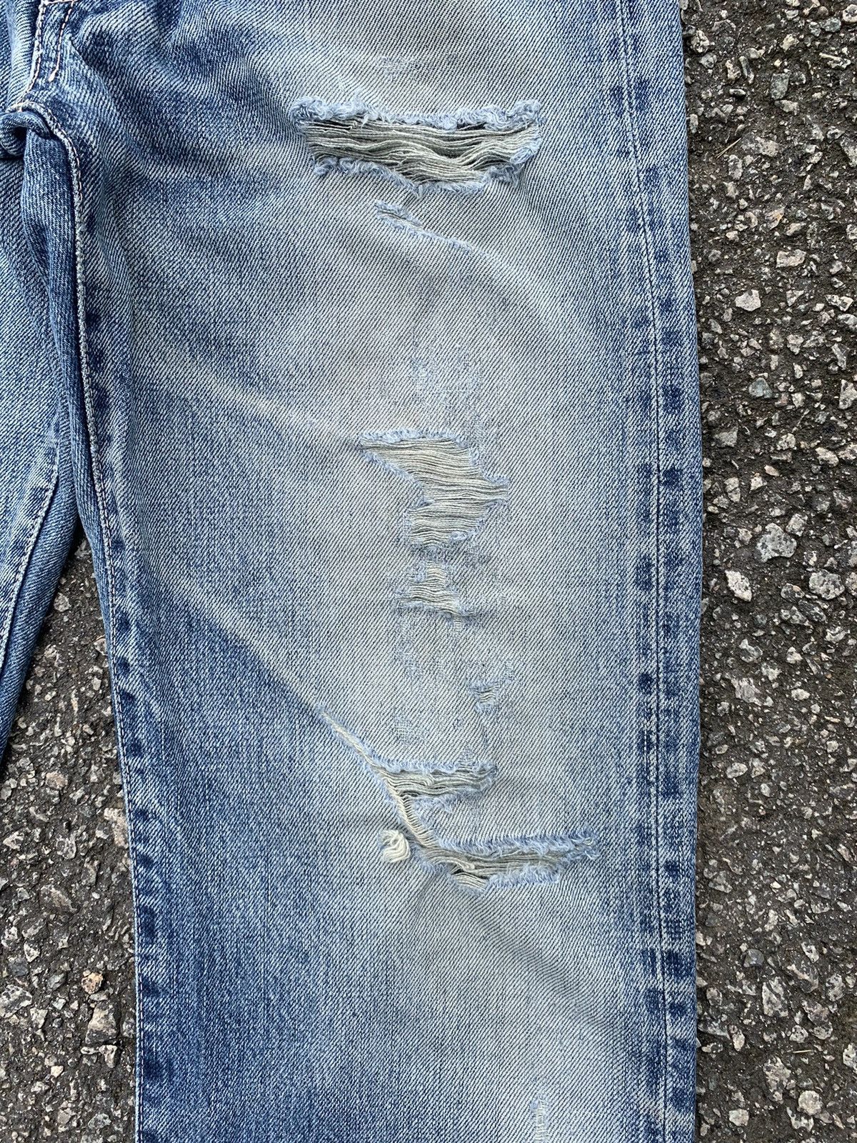 Jean × OMNIGOD × Vintage OMNIGOD JAPANESE BUTTON FLY SELVEDGE DISTRESSED DENIM🎌 Size US 28 / EU 44 - 18 Thumbnail