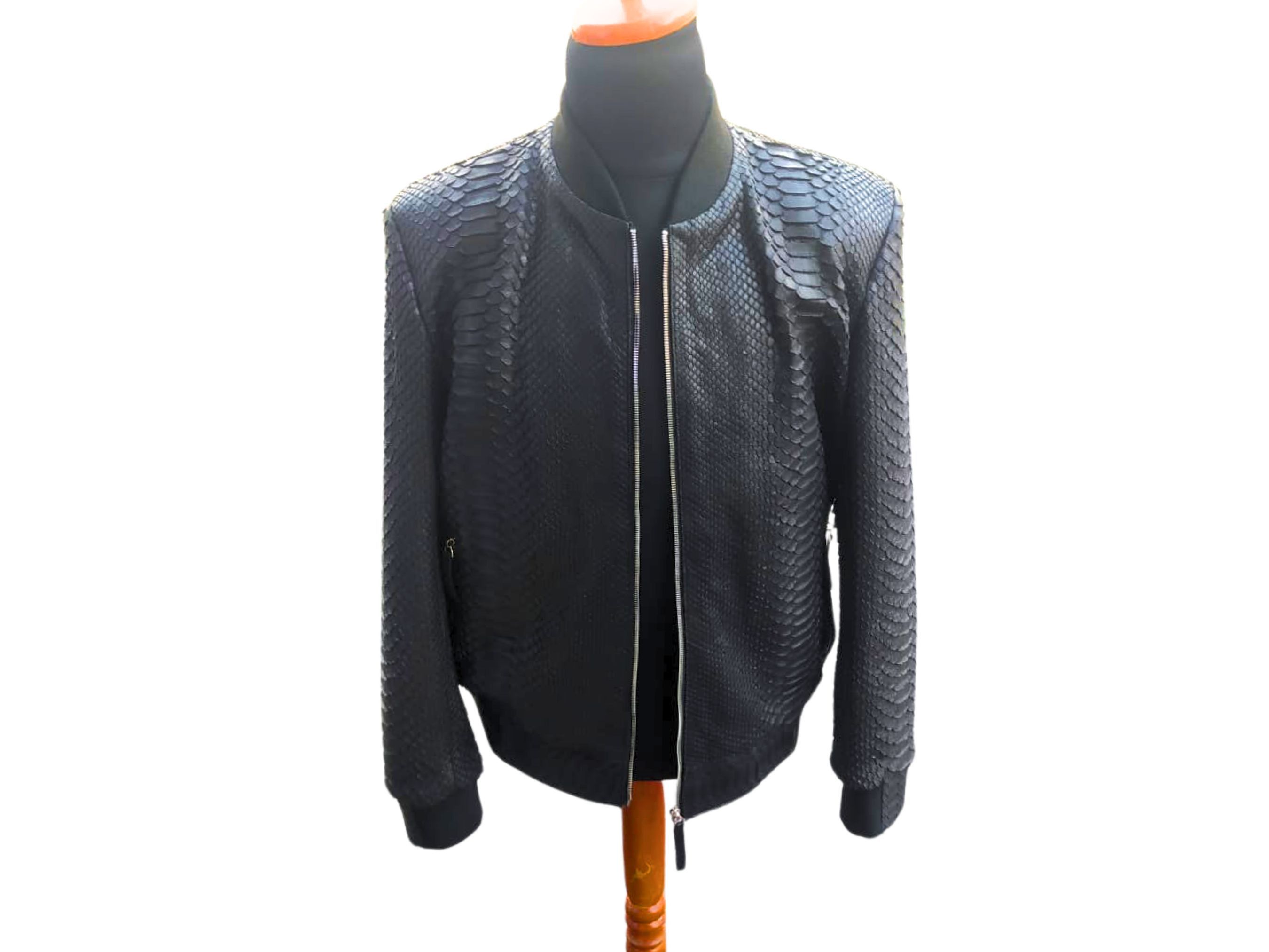 Other Snakeskin Bomber Leather Jacket Size US XL / EU 56 / 4 - 6 Thumbnail