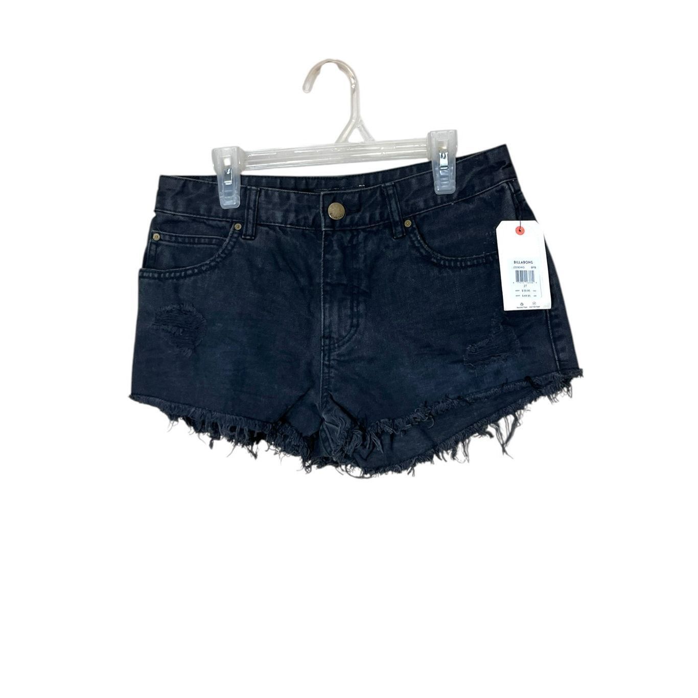 Billabong Billabong Women’s Black Distressed Denim High Waisted Shorts Size 27 NWT Size 27" / US 4 / IT 40 - 1 Thumbnail