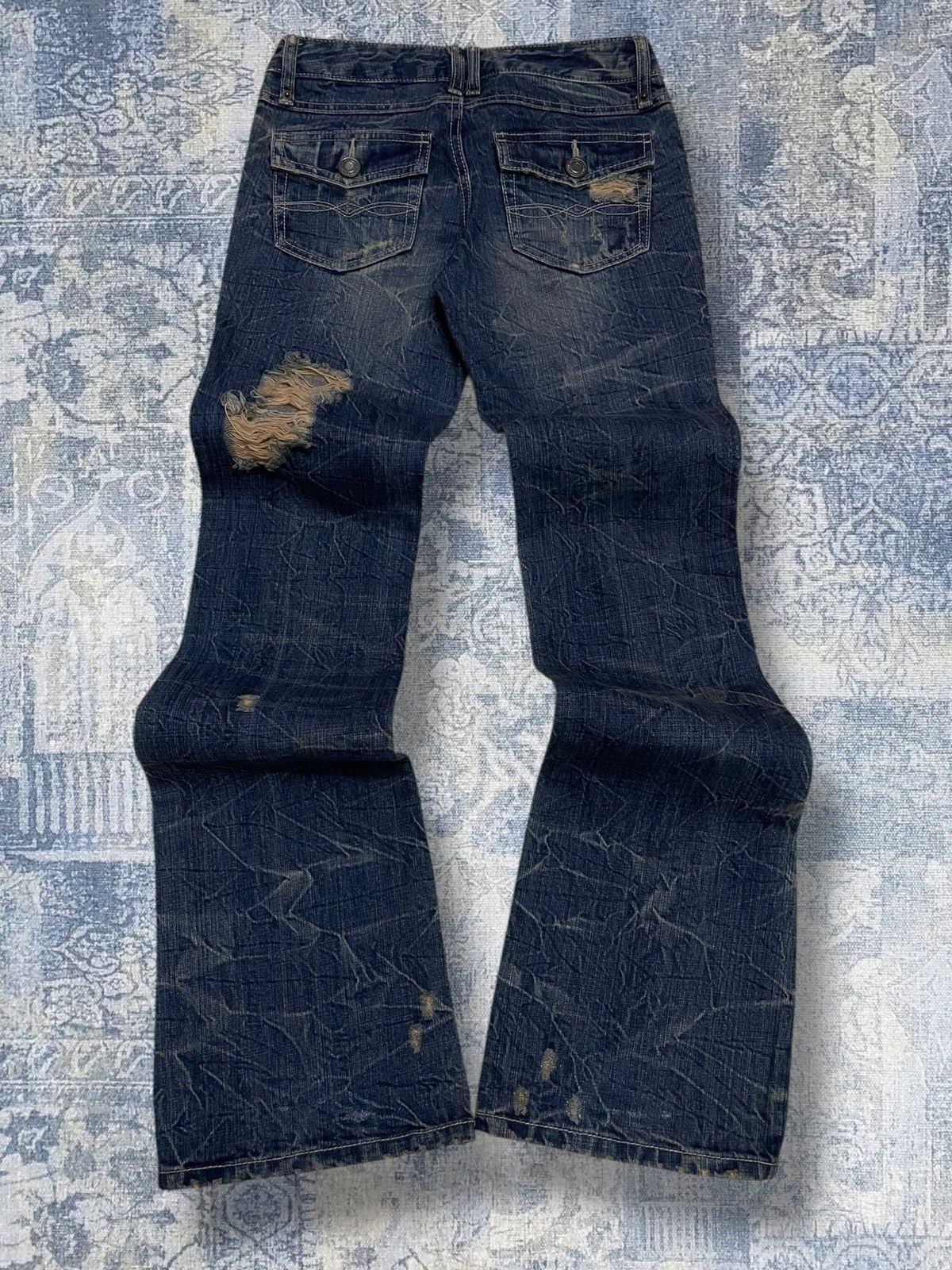 Tornado Mart Vintage 1990s Og Designer Nylaus Japan Flared Mudwash Denim Size US 26 / EU 42 - 8 Thumbnail
